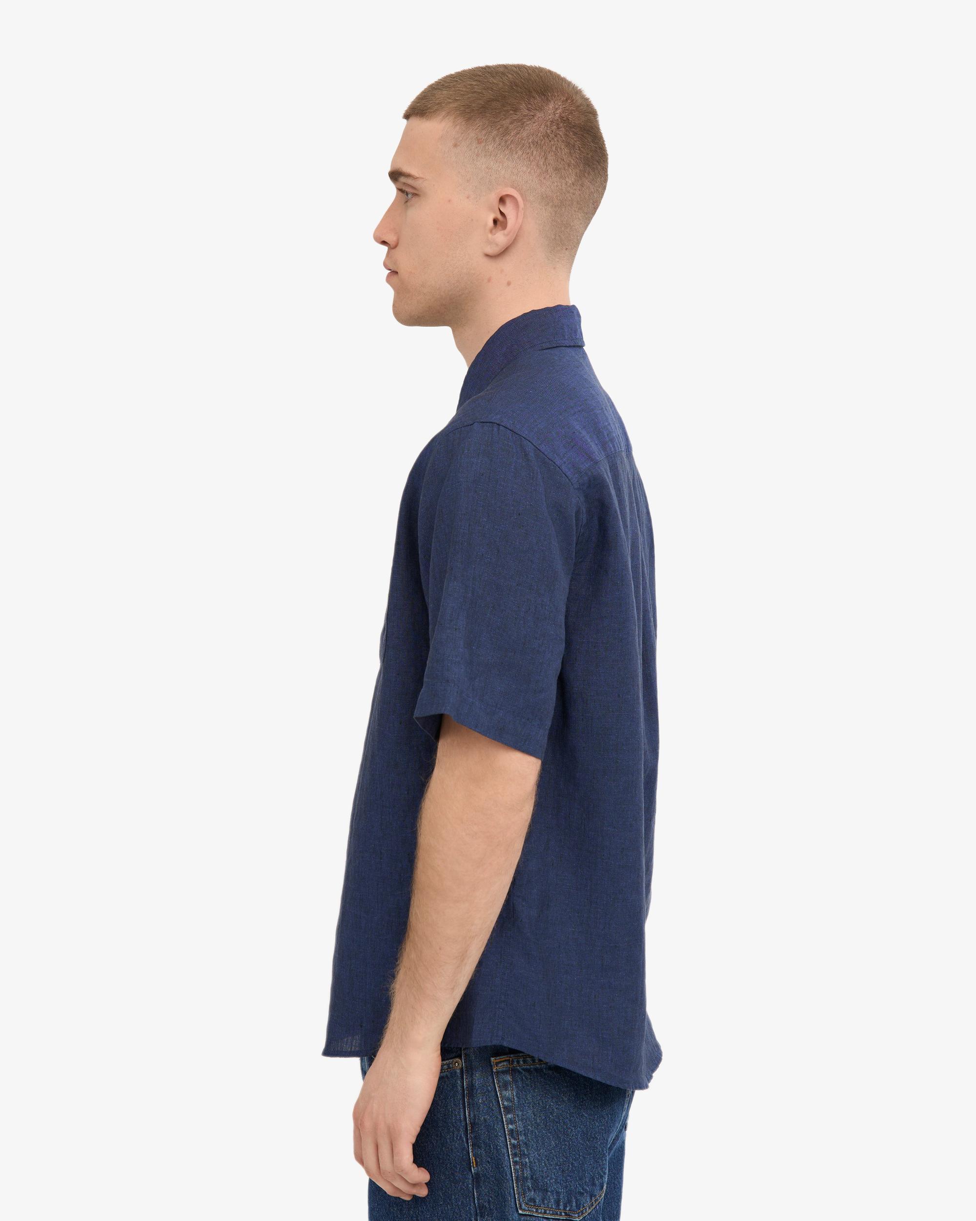 Linen SS Shirt - Petrol Blue Product Image