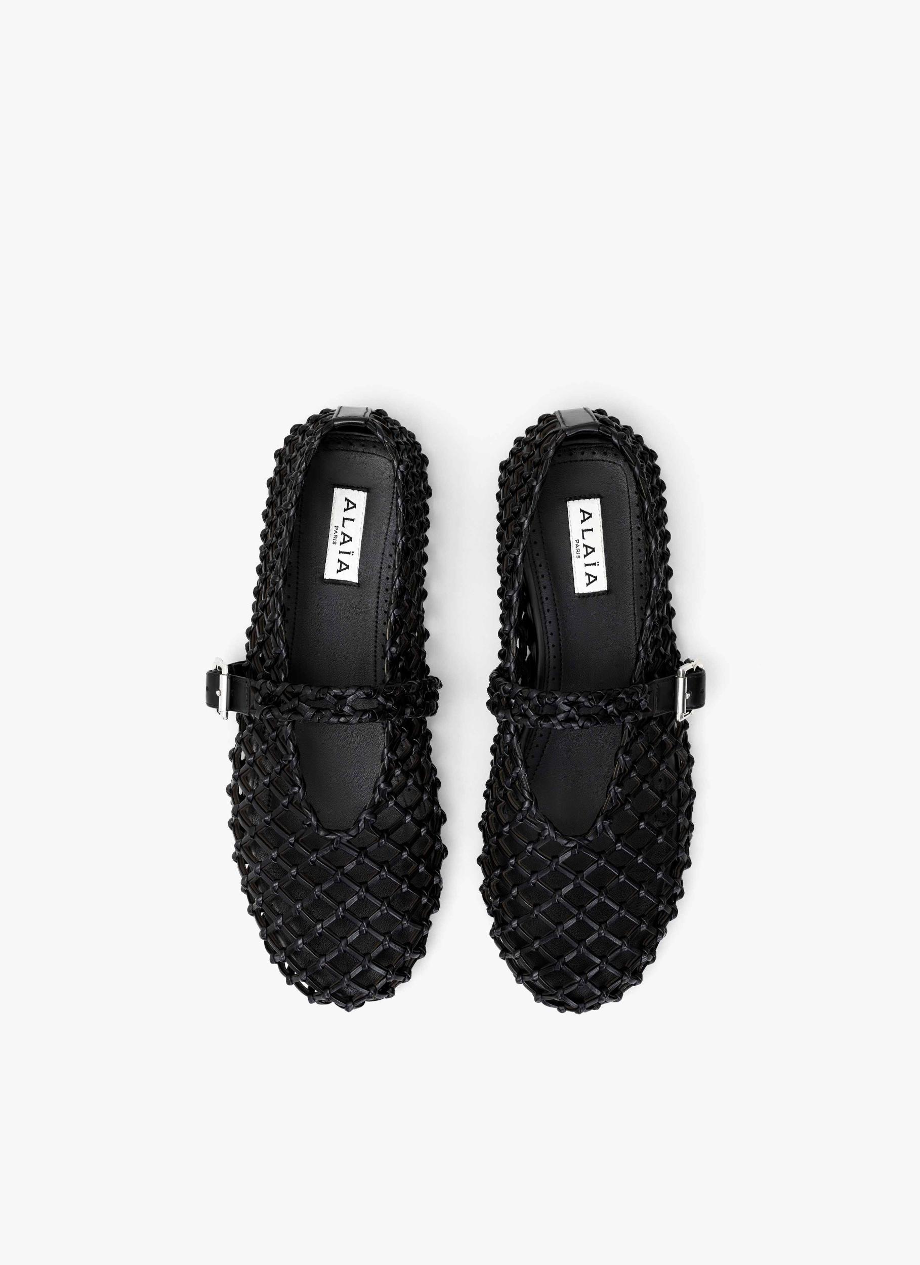 BLACK BALLET FLATS IN BRAIDED LAMBSKIN Product Image