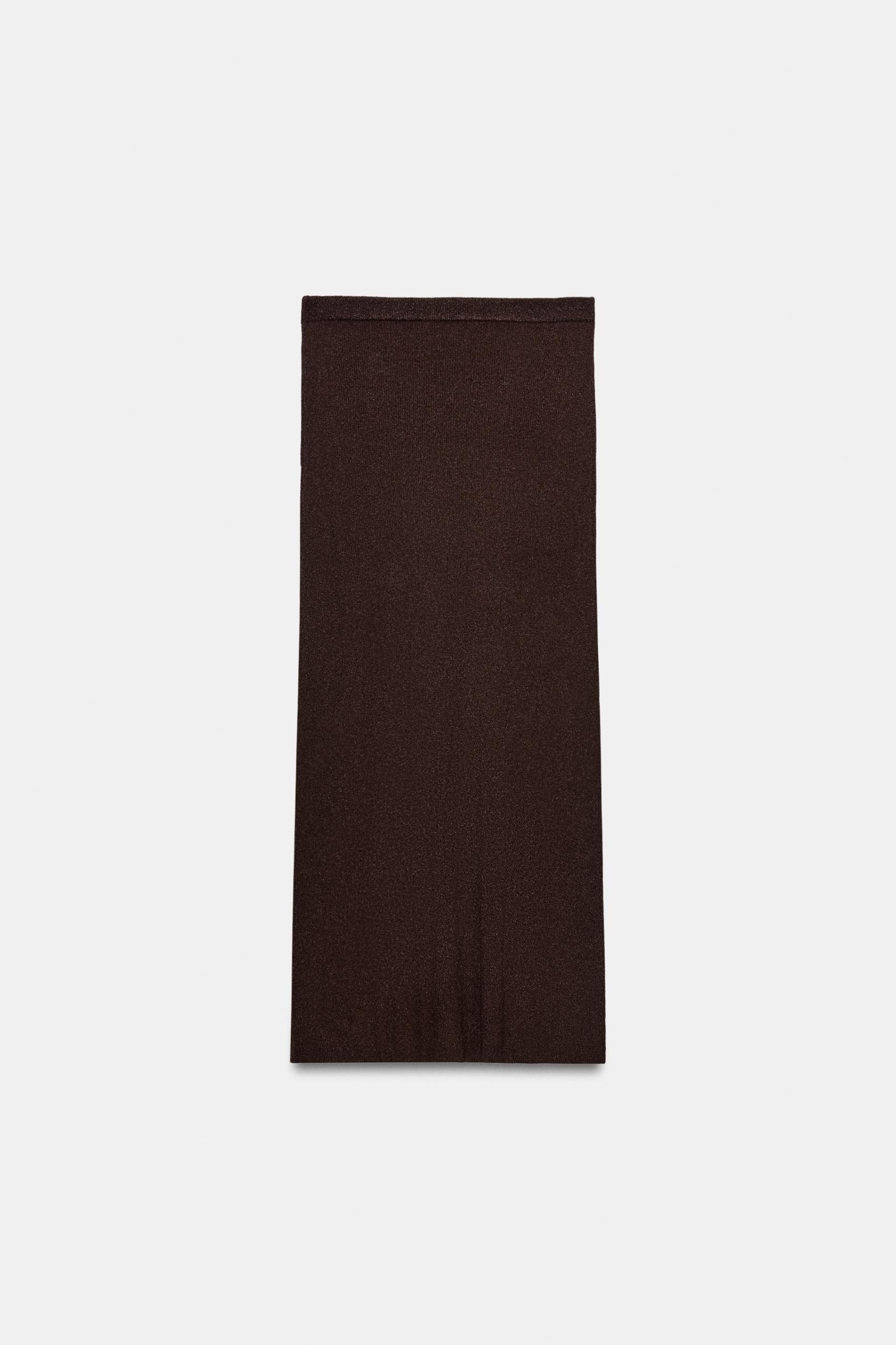 METALLIC THREAD RIB KNIT MIDI SKIRT Product Image