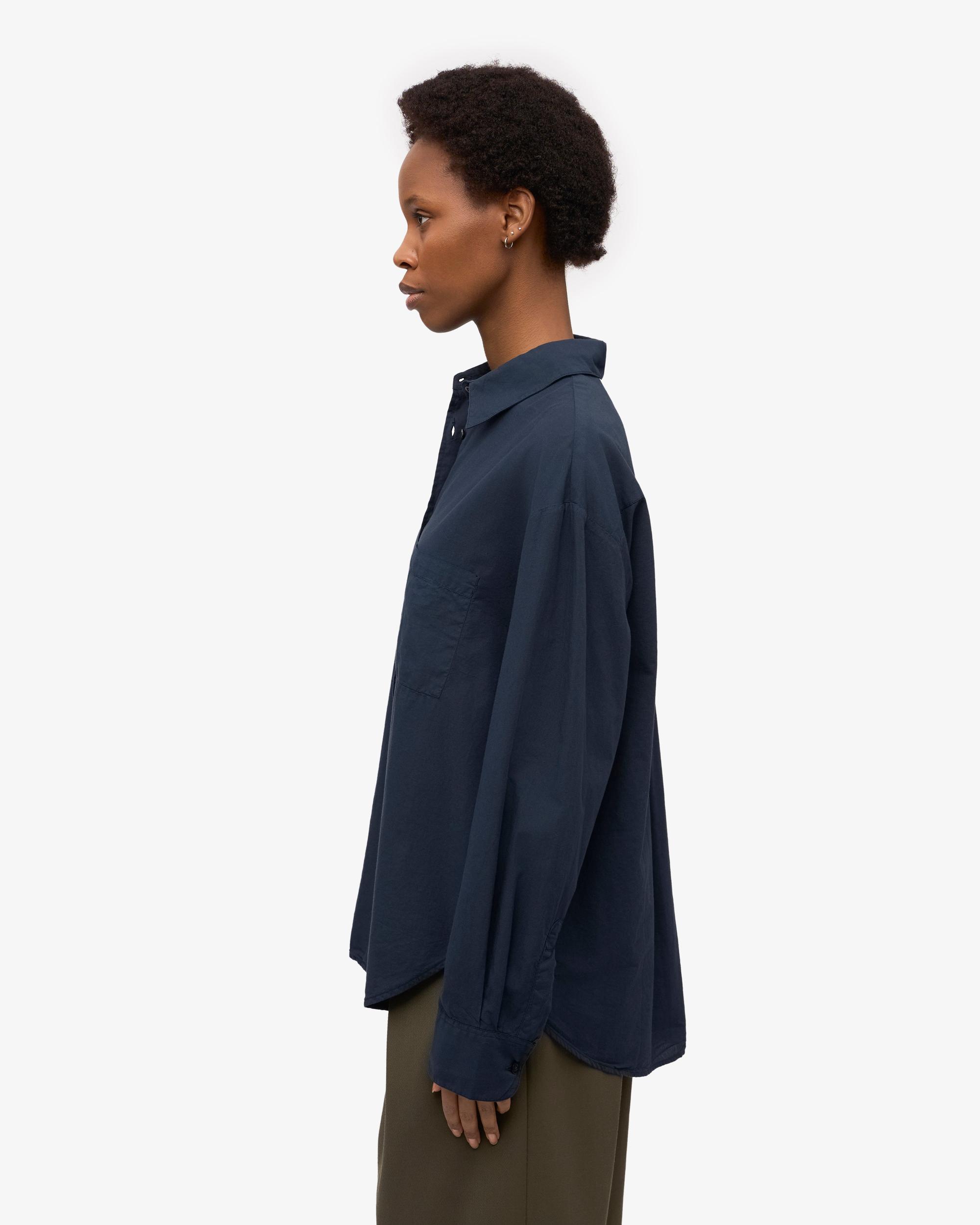 Organic Oversized Shirt - Navy Blue Product Image