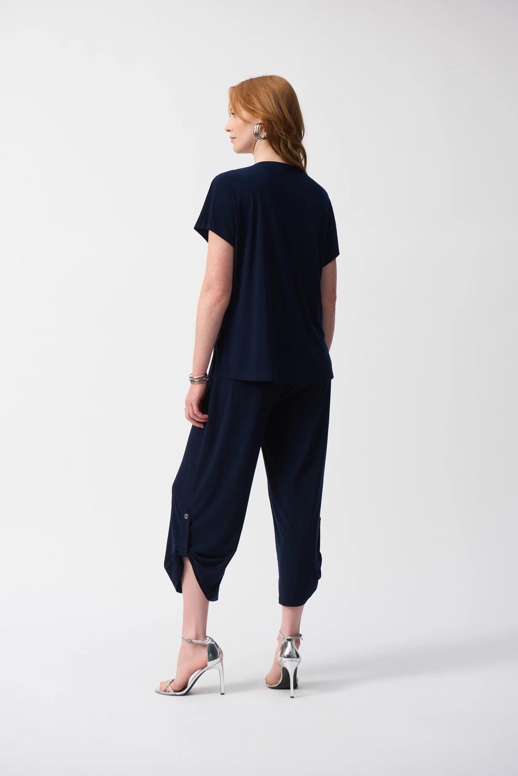 Silky Knit Culotte Jumpsuit- Midnight Blue Product Image