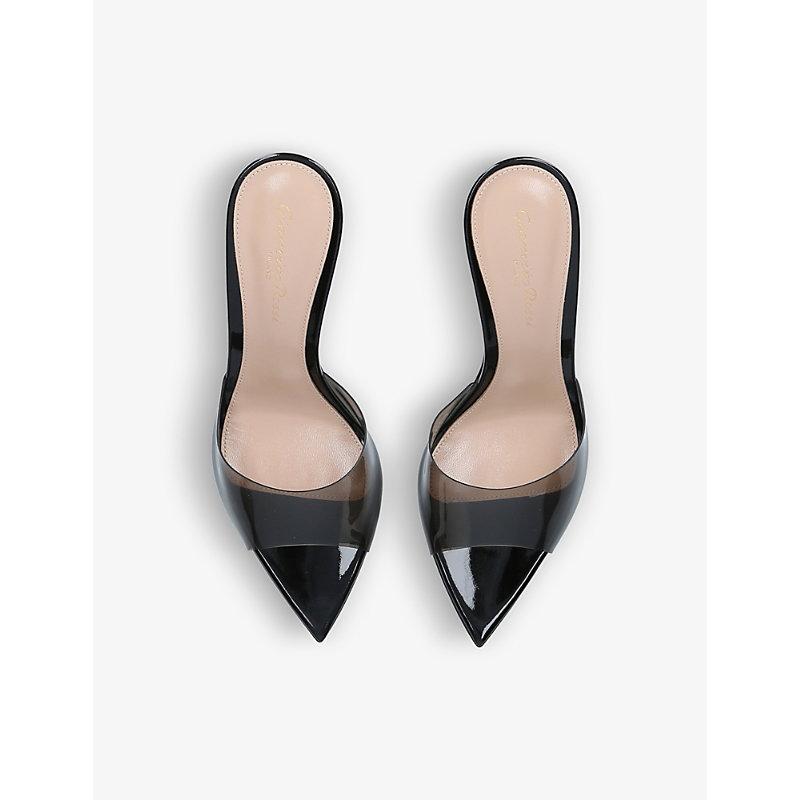 GIANVITO ROSSI Elle 85 Pvc And Patent-leather Mules In Black Product Image