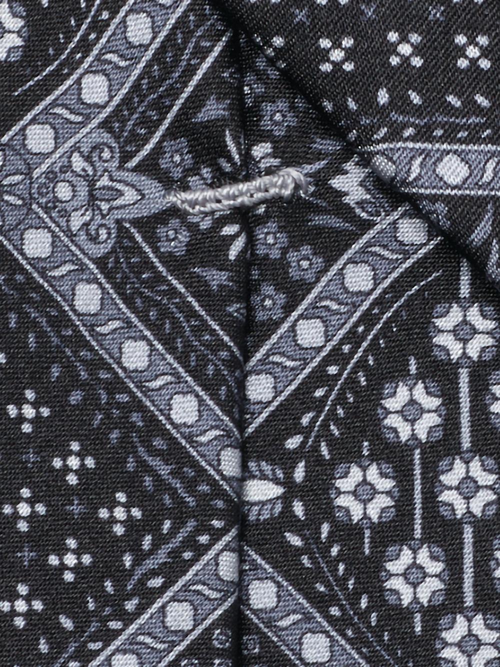 Medallion Printed Italian Silk Tie - Black/grey Product Image