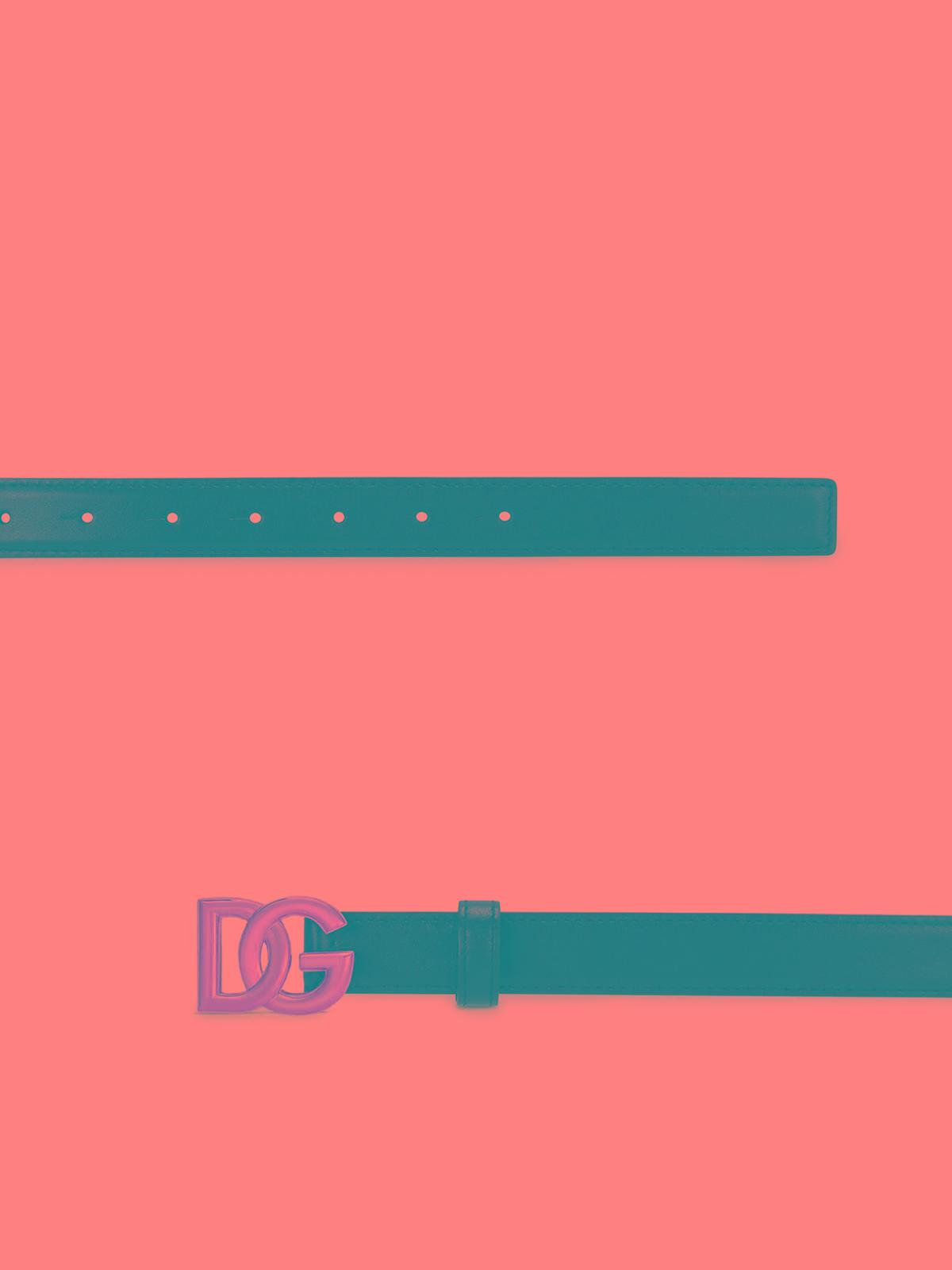 DOLCE & GABBANA Dg Logo Calf Leather Belt In Black Product Image