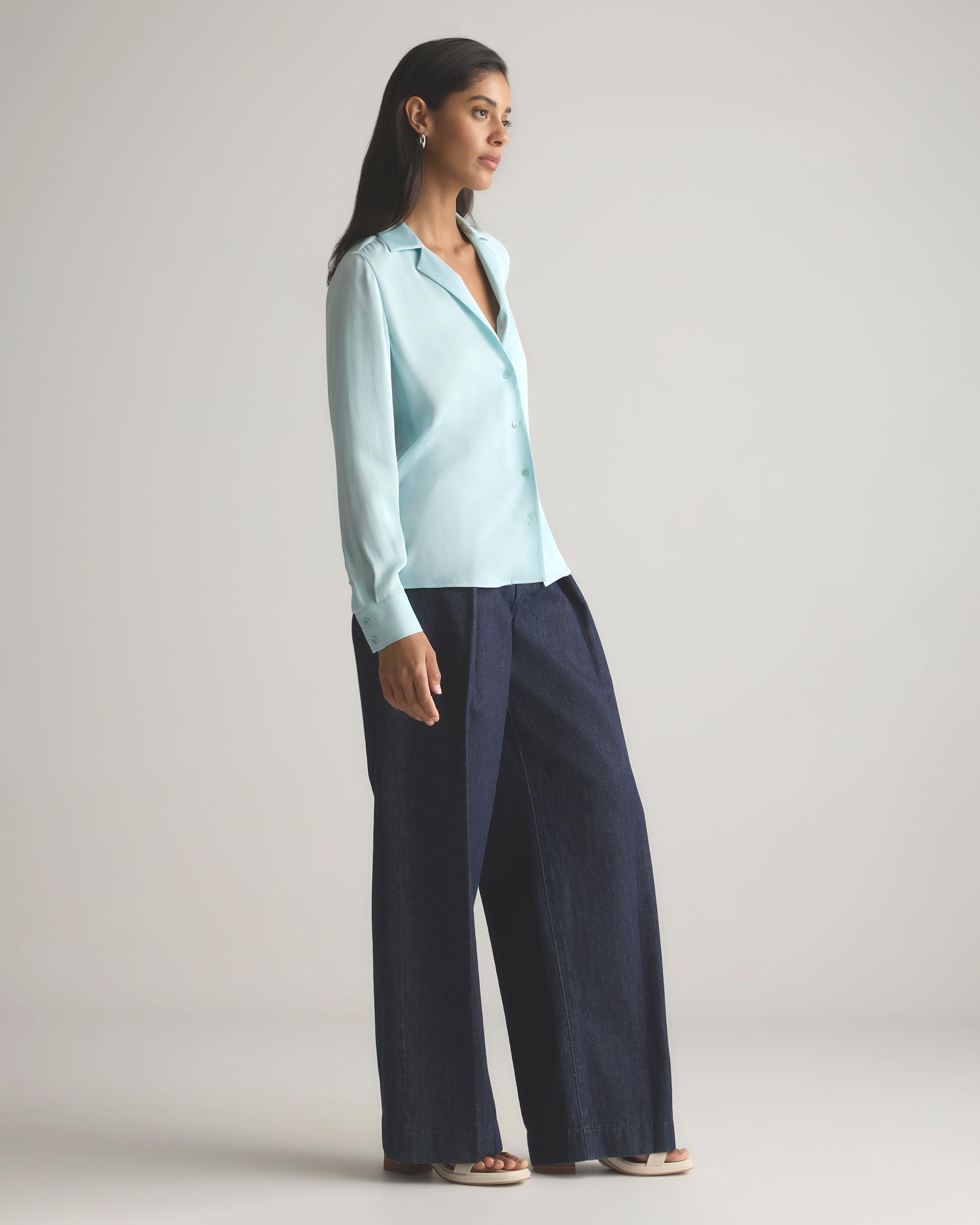 Quince | Women's Washable Stretch Silk Notch Collar Blouse Size XL Product Image