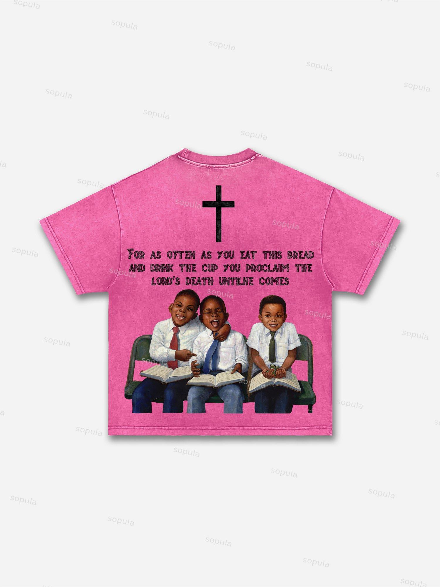 First Sunday Retro Graphic Print Acid Washed T-Shirt Product Image