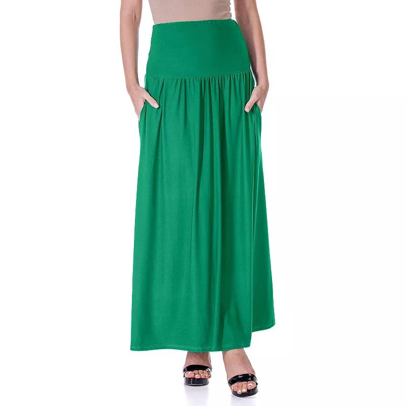 Women's 24Seven Comfort Apparel Foldover Maxi Skirt With Pockets,  Product Image