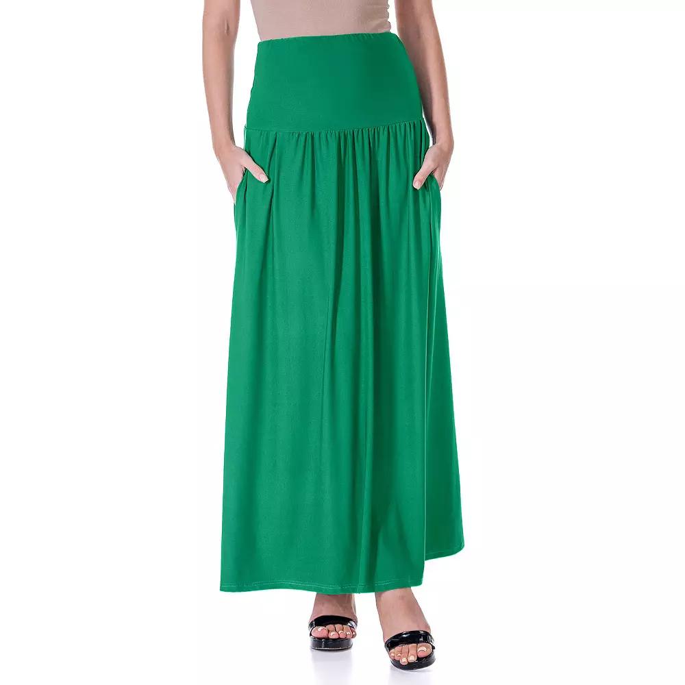 Women's 24Seven Comfort Apparel Foldover Maxi Skirt With Pockets,  Product Image