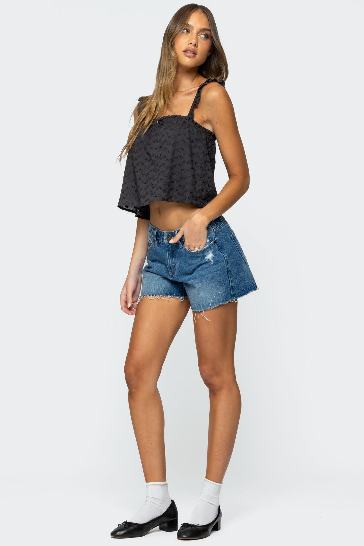Tami Eyelet Ruffle Tank Top Product Image