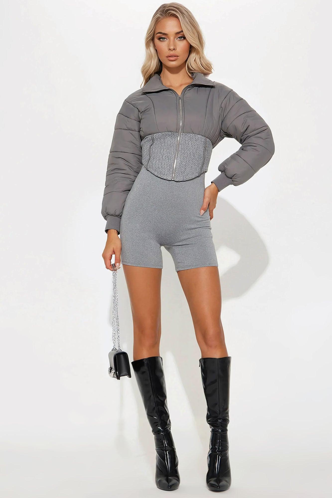 Miss Thing Puffer Coat - Charcoal Product Image