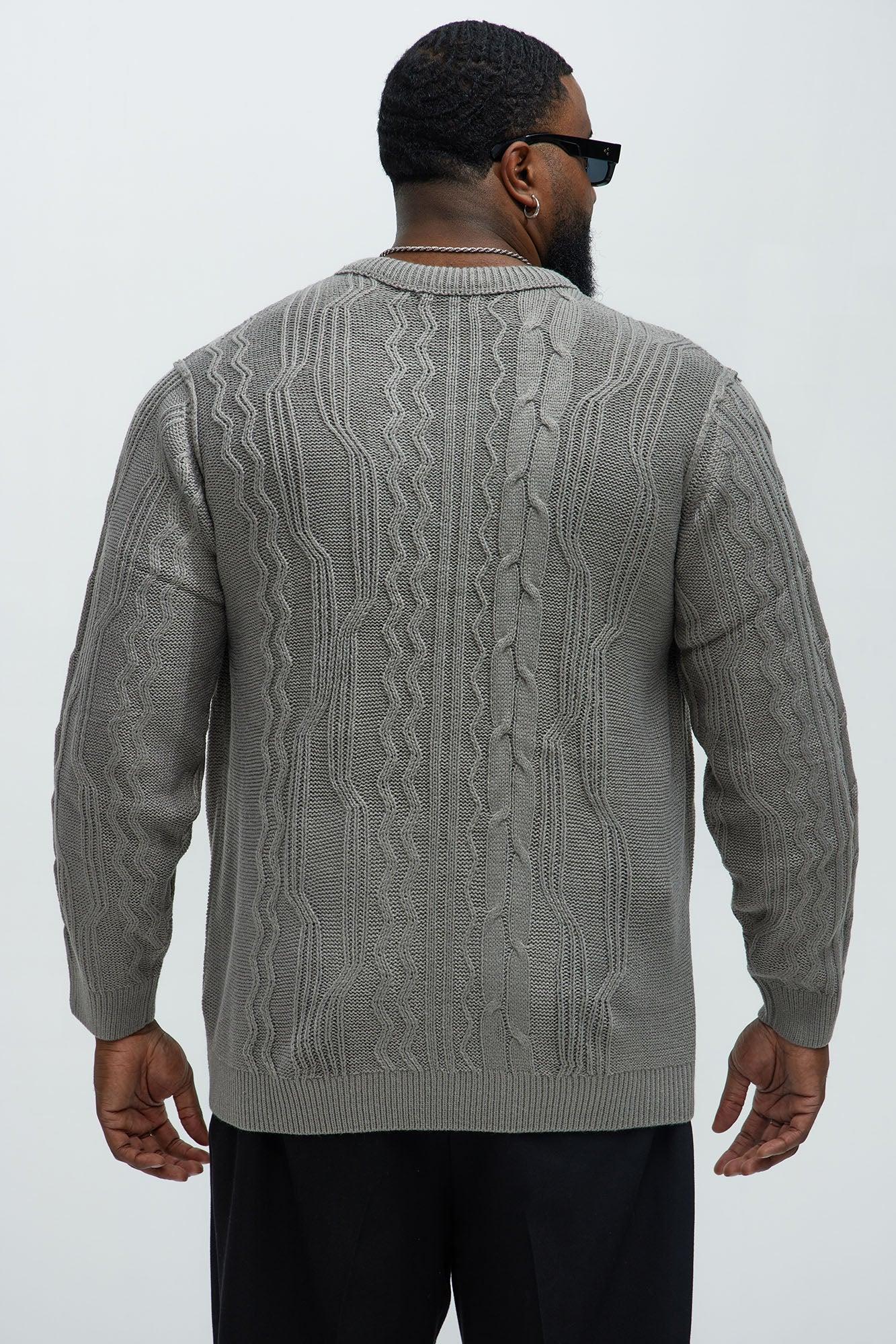 Drew Cable Knit Sweater - Heather Grey Product Image