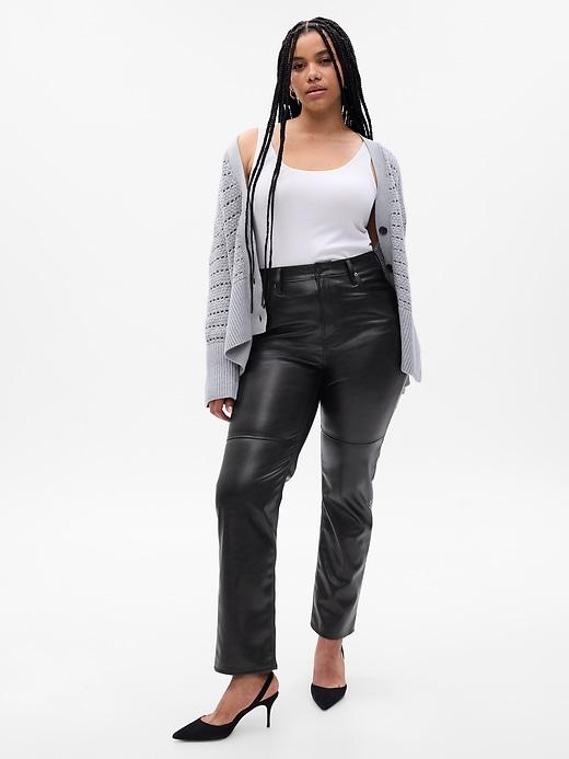 High Rise Vegan Leather Cheeky Straight Pants Product Image