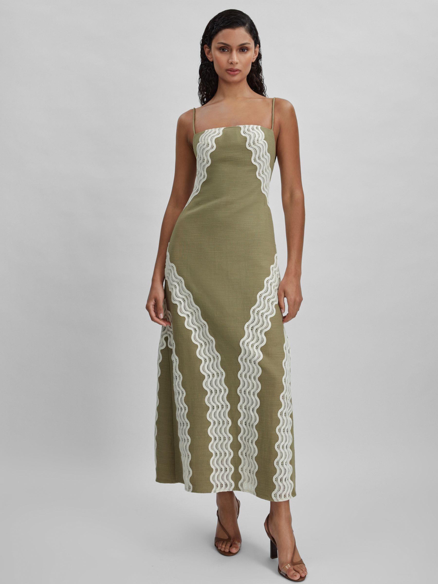 Significant Other Cotton Lace Midi Dress in Khaki Product Image