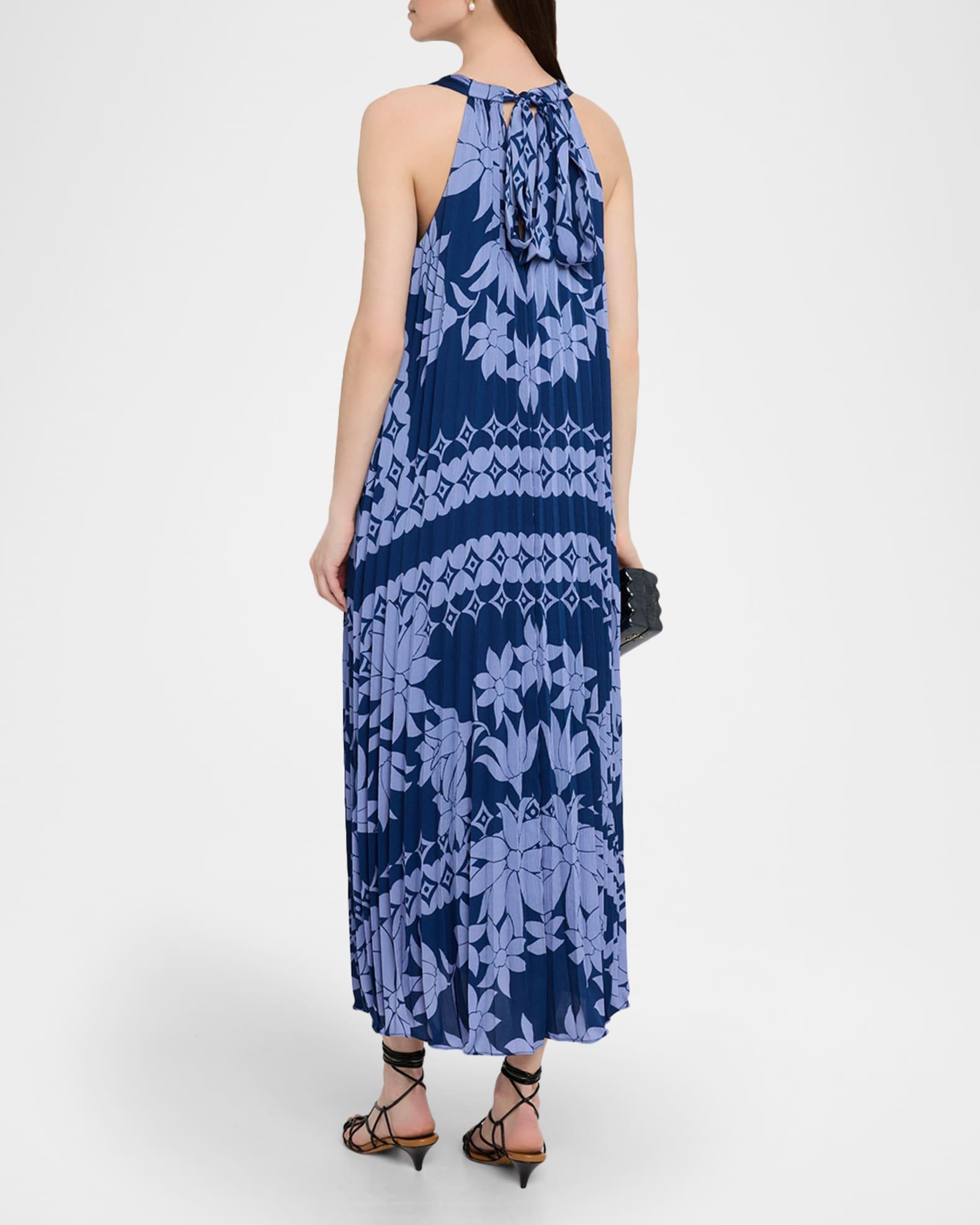 Hallie Pleated Floral-Print Halter Midi Dress Product Image