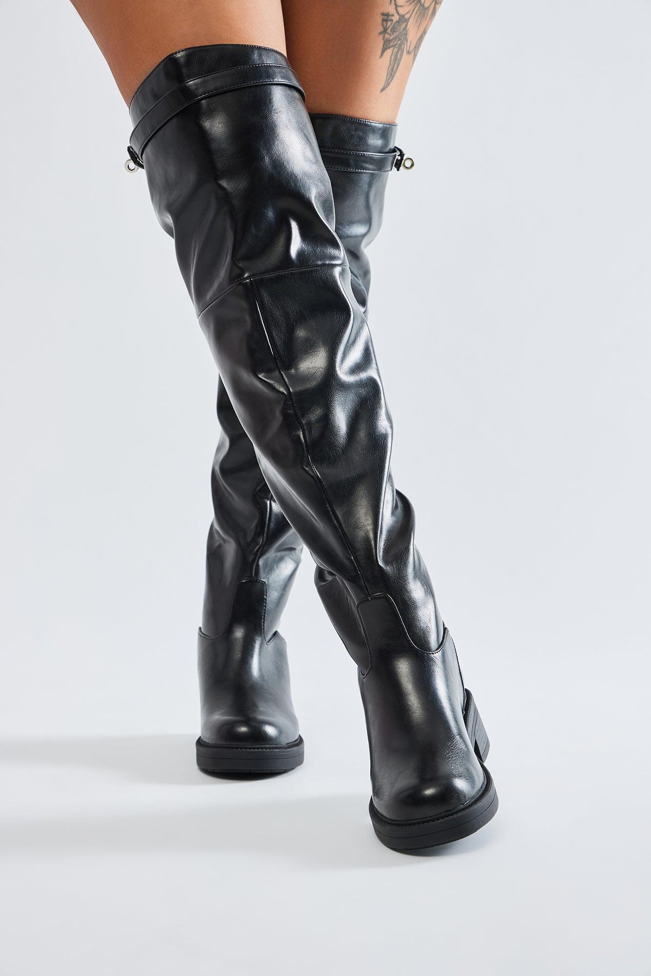 Paige Thigh High Boots - Black Product Image