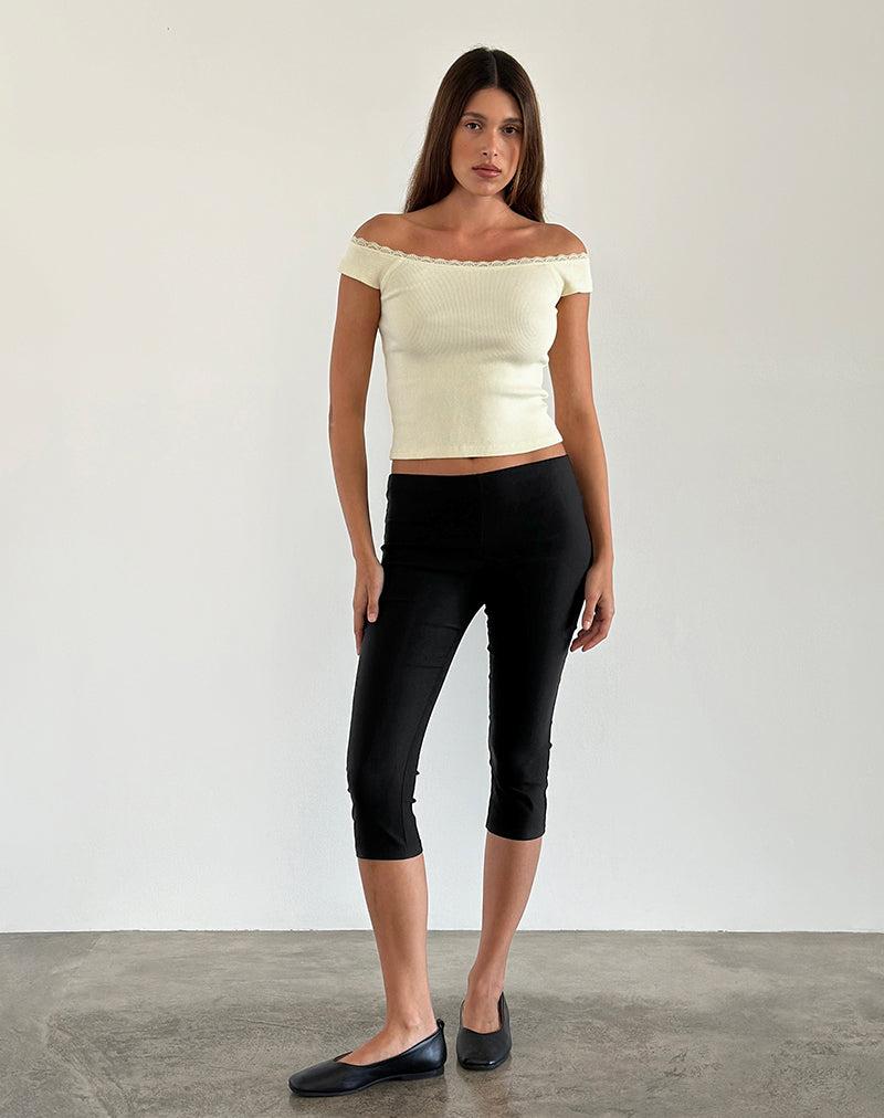 Chacha Top in Rib Lace Buttercream Female Product Image