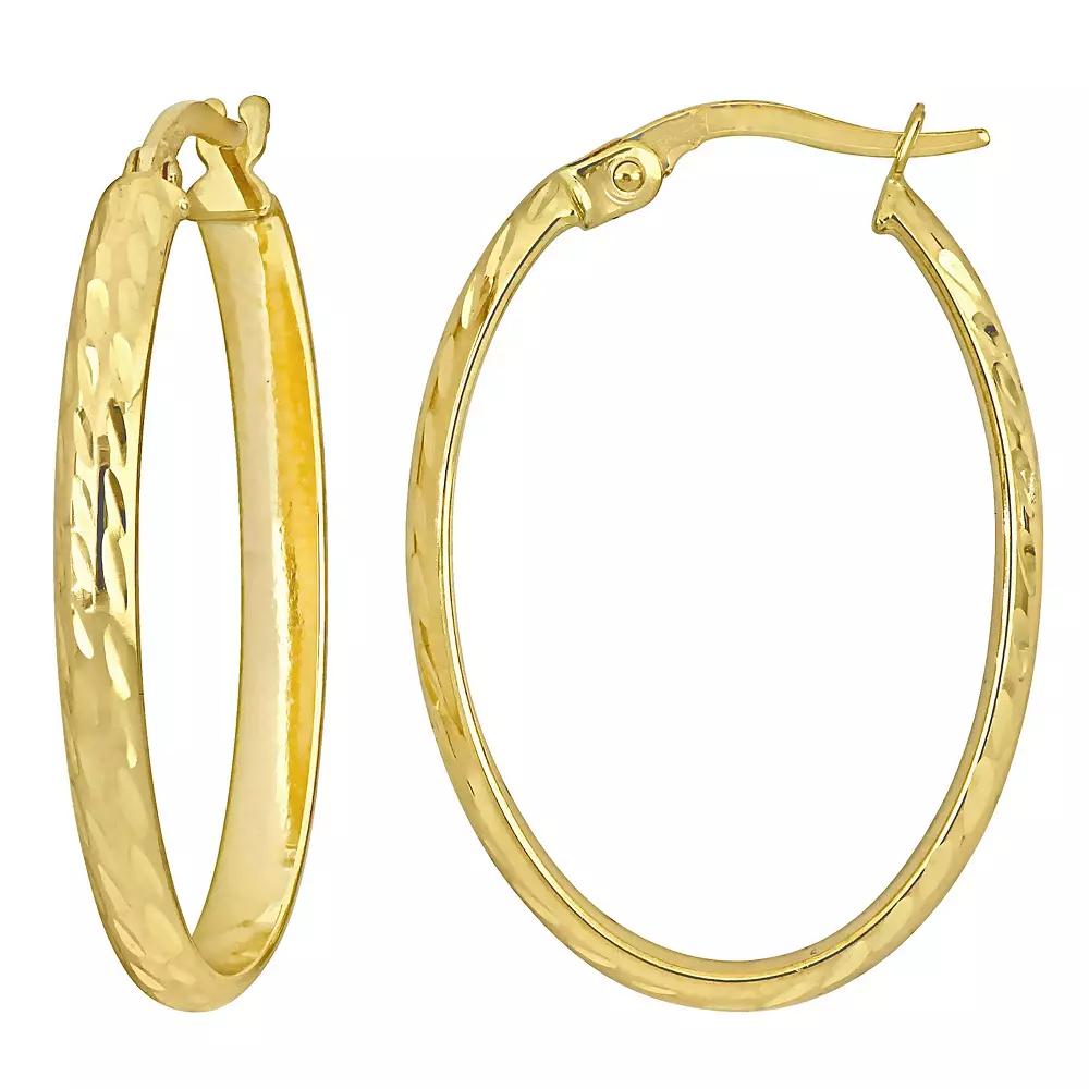 Stella Grace 10k Gold Textured Oval Hoop Earrings, Women's Product Image