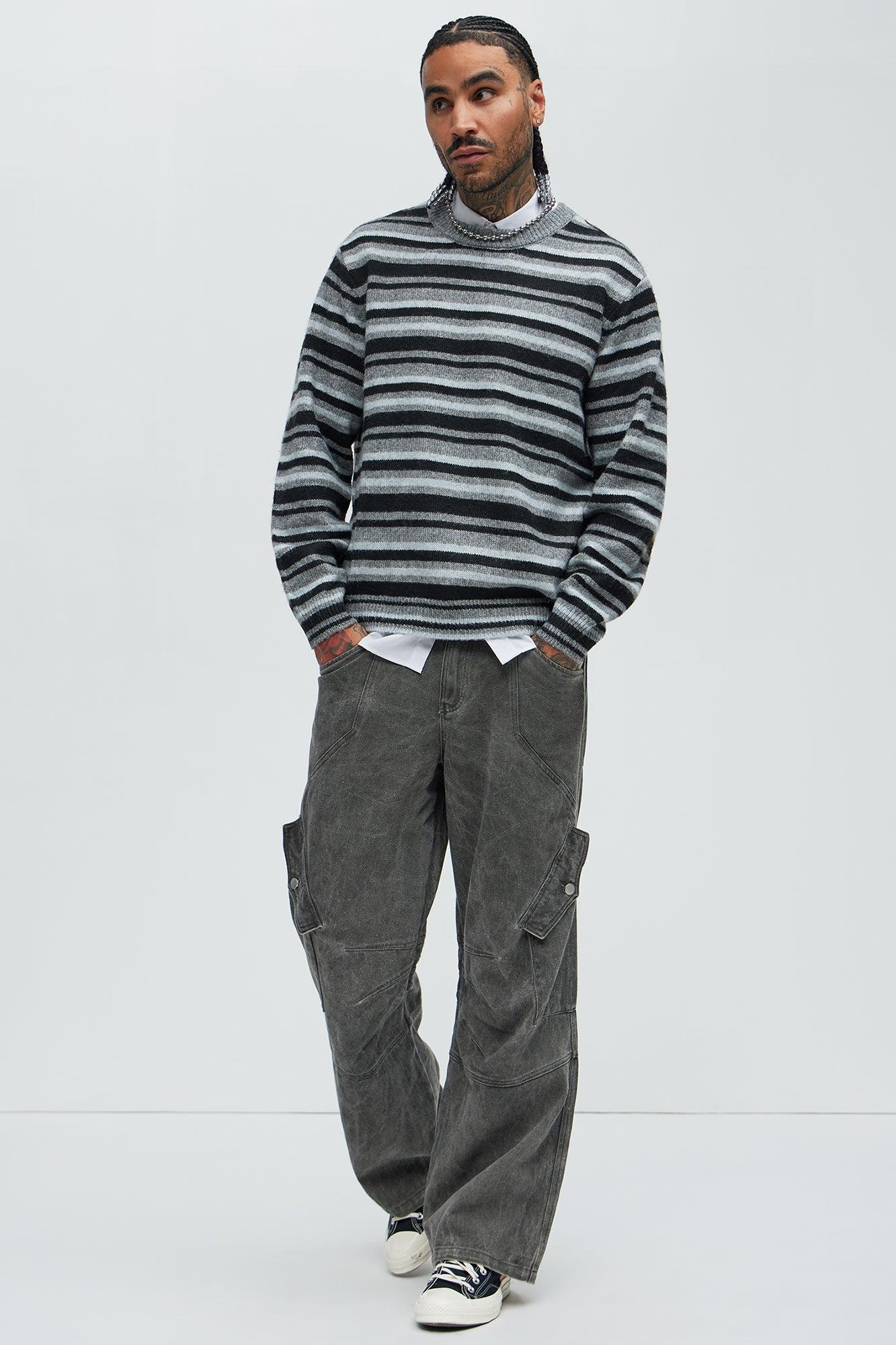Lookin For Attention Striped Sweater - Black/combo Male Product Image