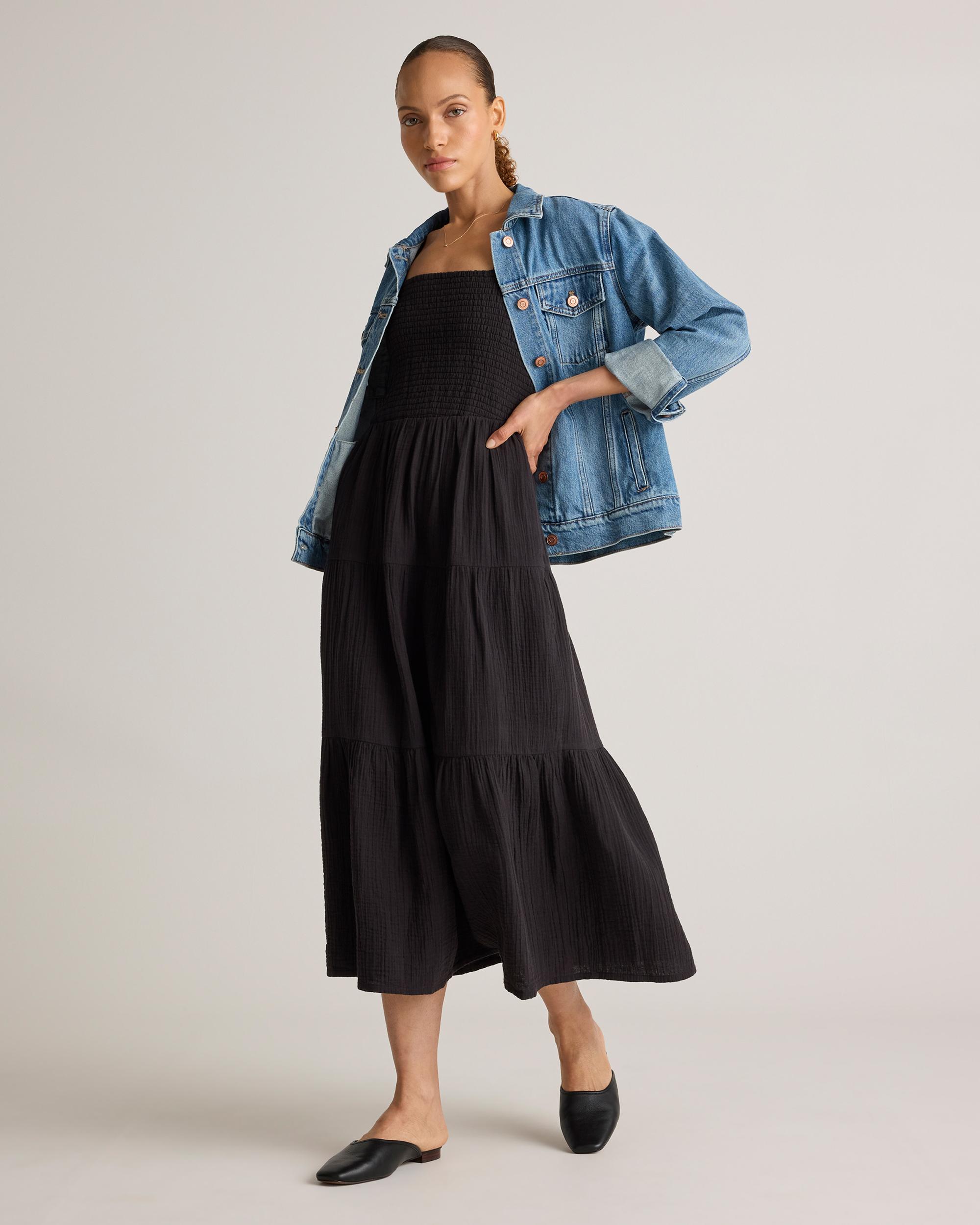 Quince | Women's Gauze Smocked Sleeveless Maxi Dress Organic Cotton Product Image