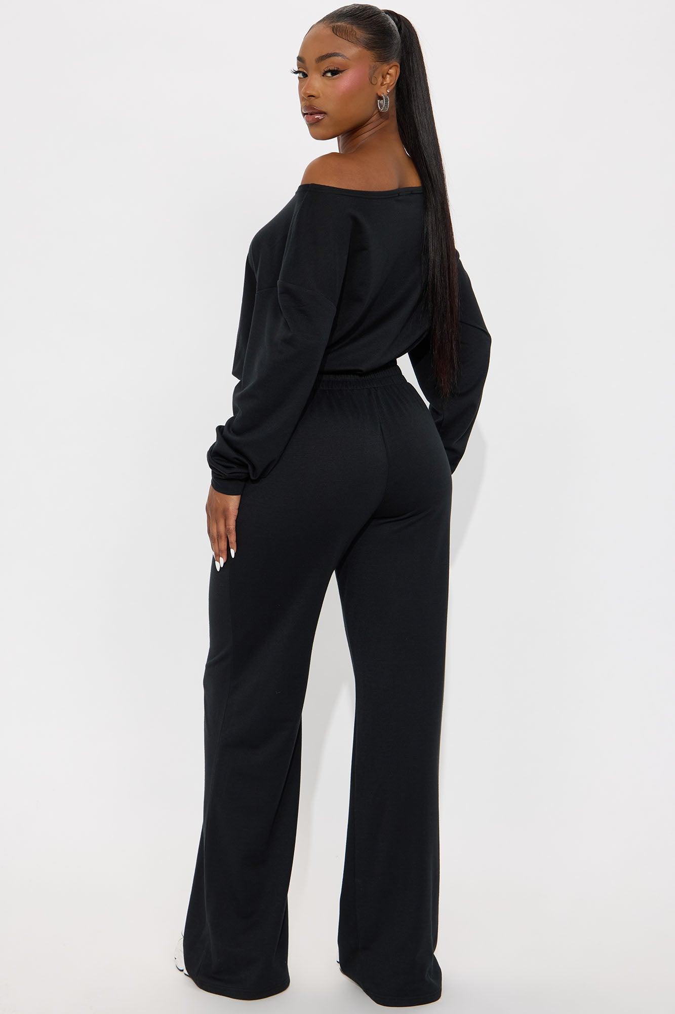 Just Warming Up French Terry Jumpsuit - Black Female Product Image