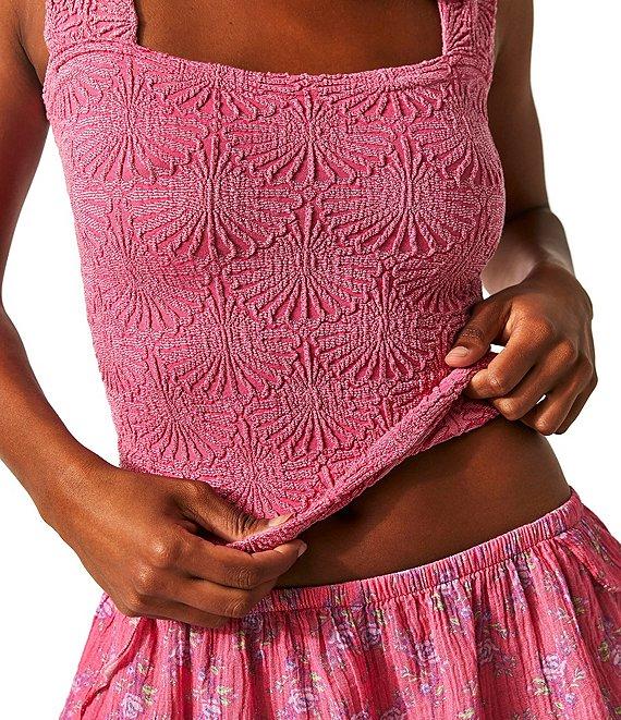 Free People Love Letter Jacquard Floral Square Neck Sleeveless Wide Strap Cami Top Product Image