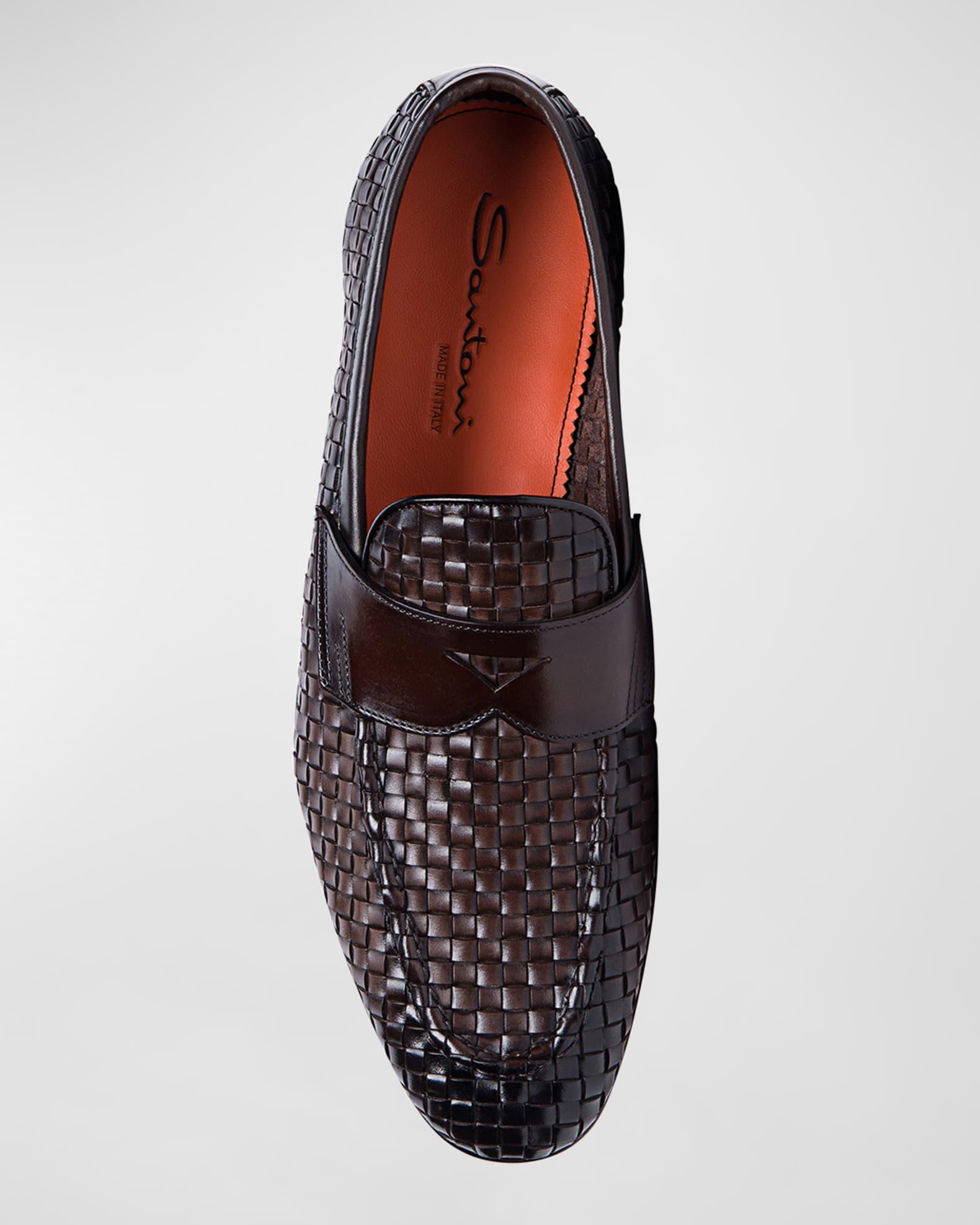 Men's Gwendal Woven Leather Penny Loafers Product Image