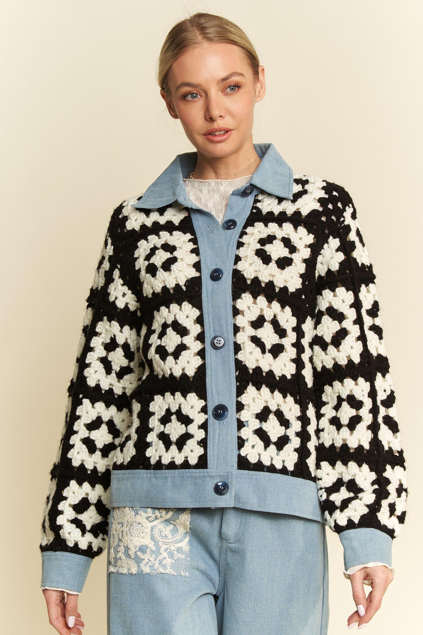 BUTTON FRONT SHIRT JACKET KNIT CARDIGAN Product Image