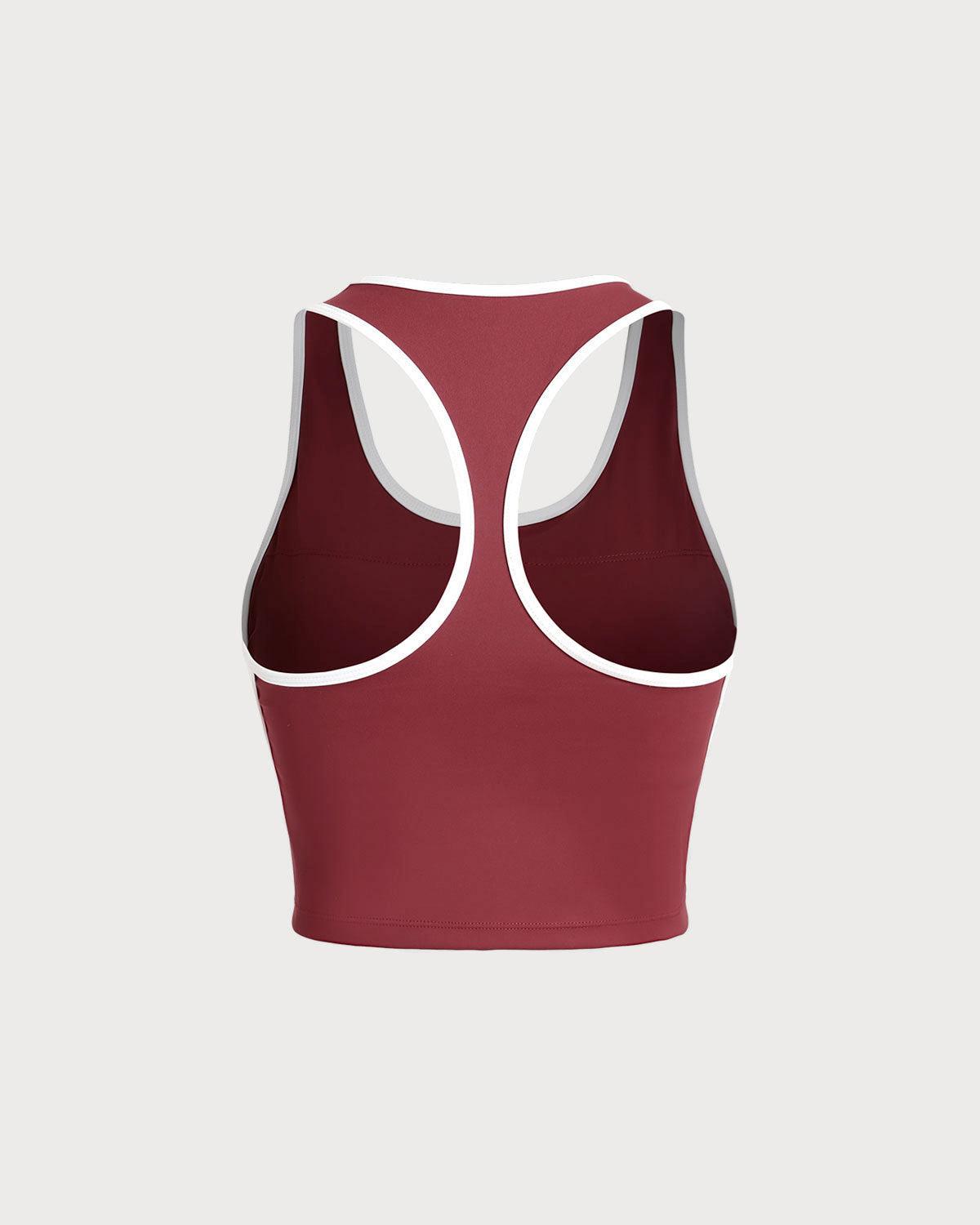 Red Scoop Neck Yoga Tank Top - Light Support Product Image