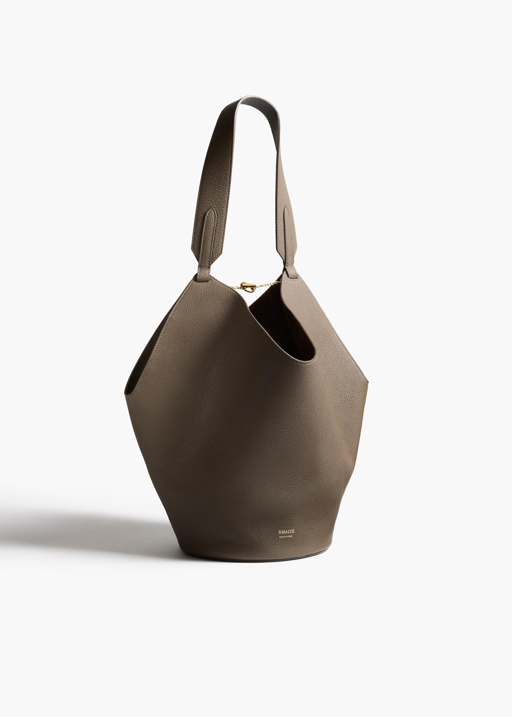 Small Lotus Tote in Elephant Pebbled Leather Product Image