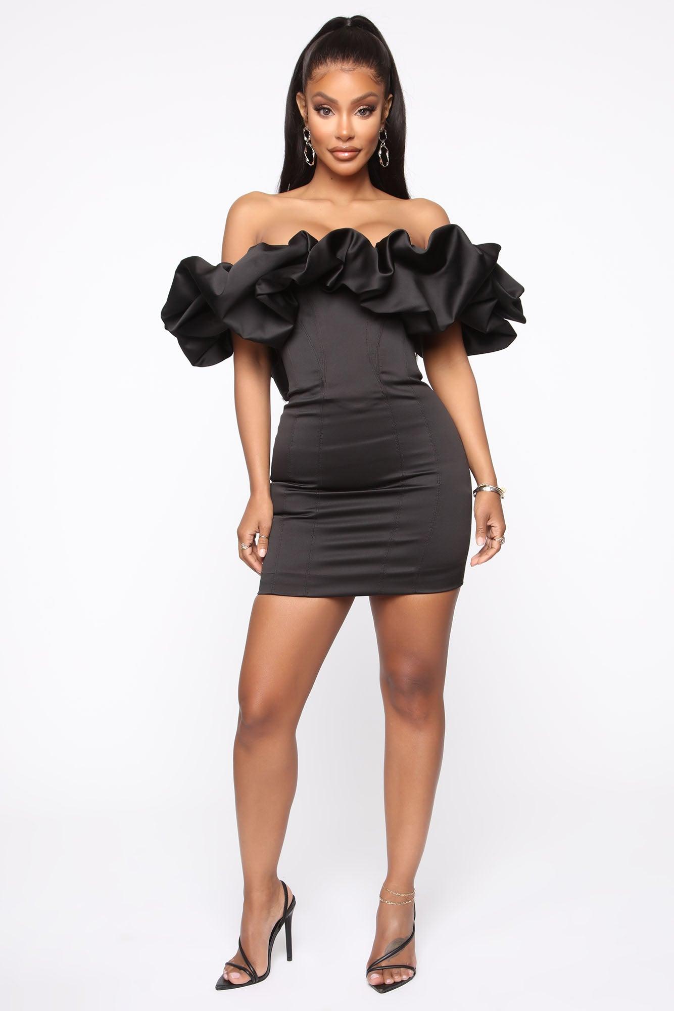 Throwing It Back Mini Dress - Black Product Image