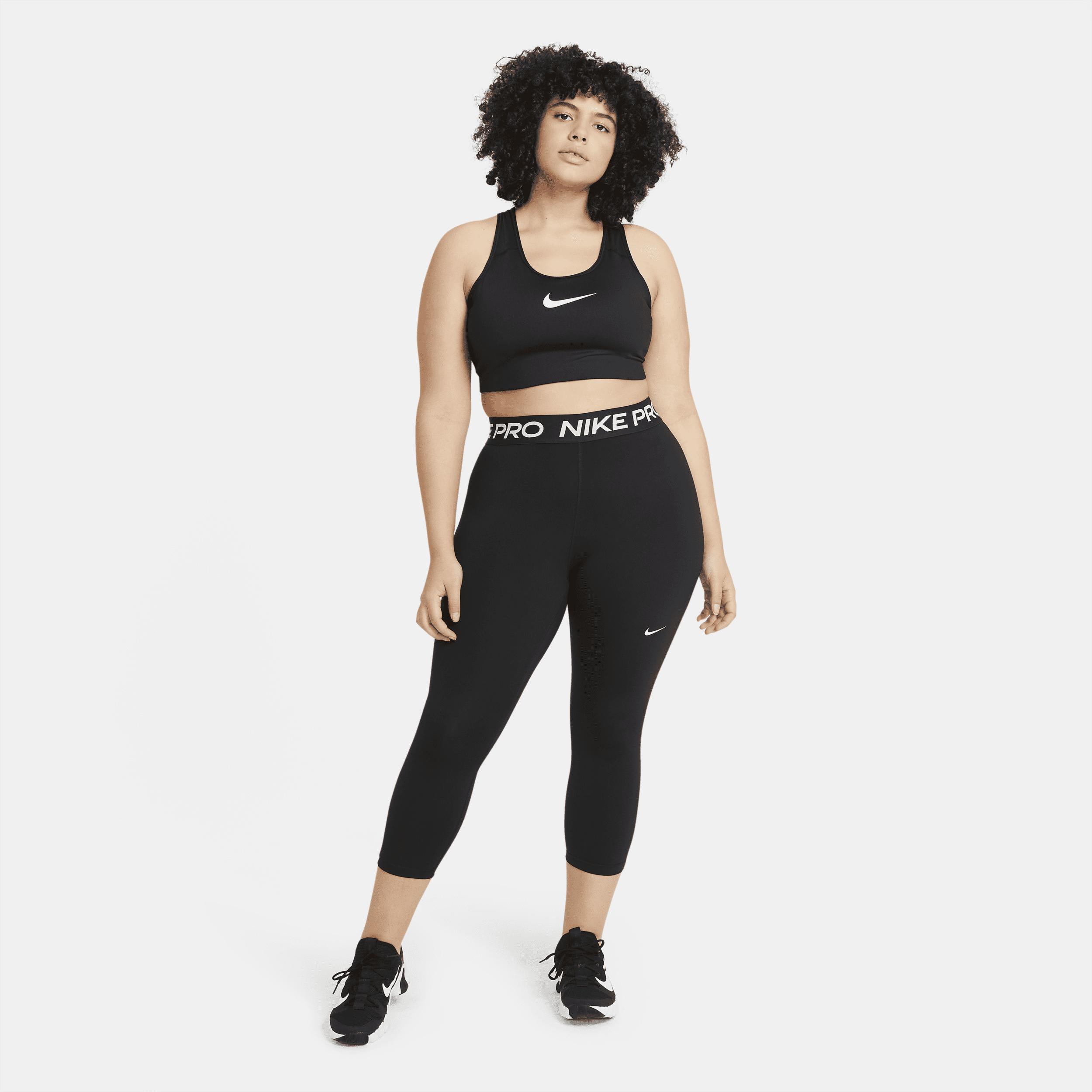 Womens Nike Pro Mid-Rise Crop Mesh-Panel Leggings (Plus Size) | DC5393-013 Product Image