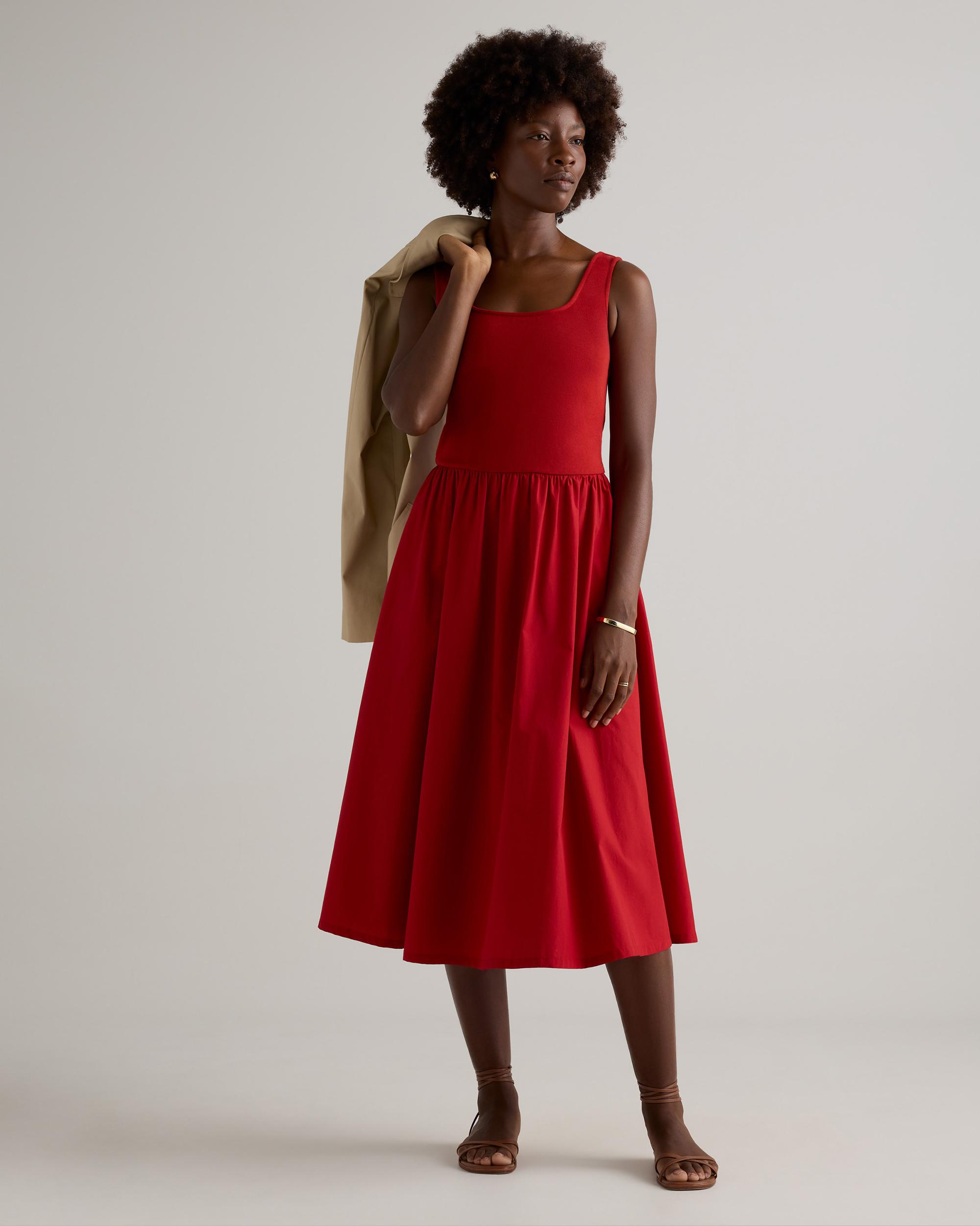 Quince | Women's Cotton Mixed Media Tank Top Dress Cotton/Modal Product Image