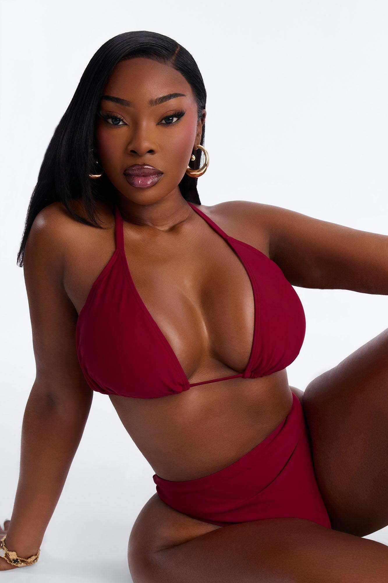 Maui Mix And Match Mid Rise Cheeky Bikini Bottom - Burgundy Female Product Image