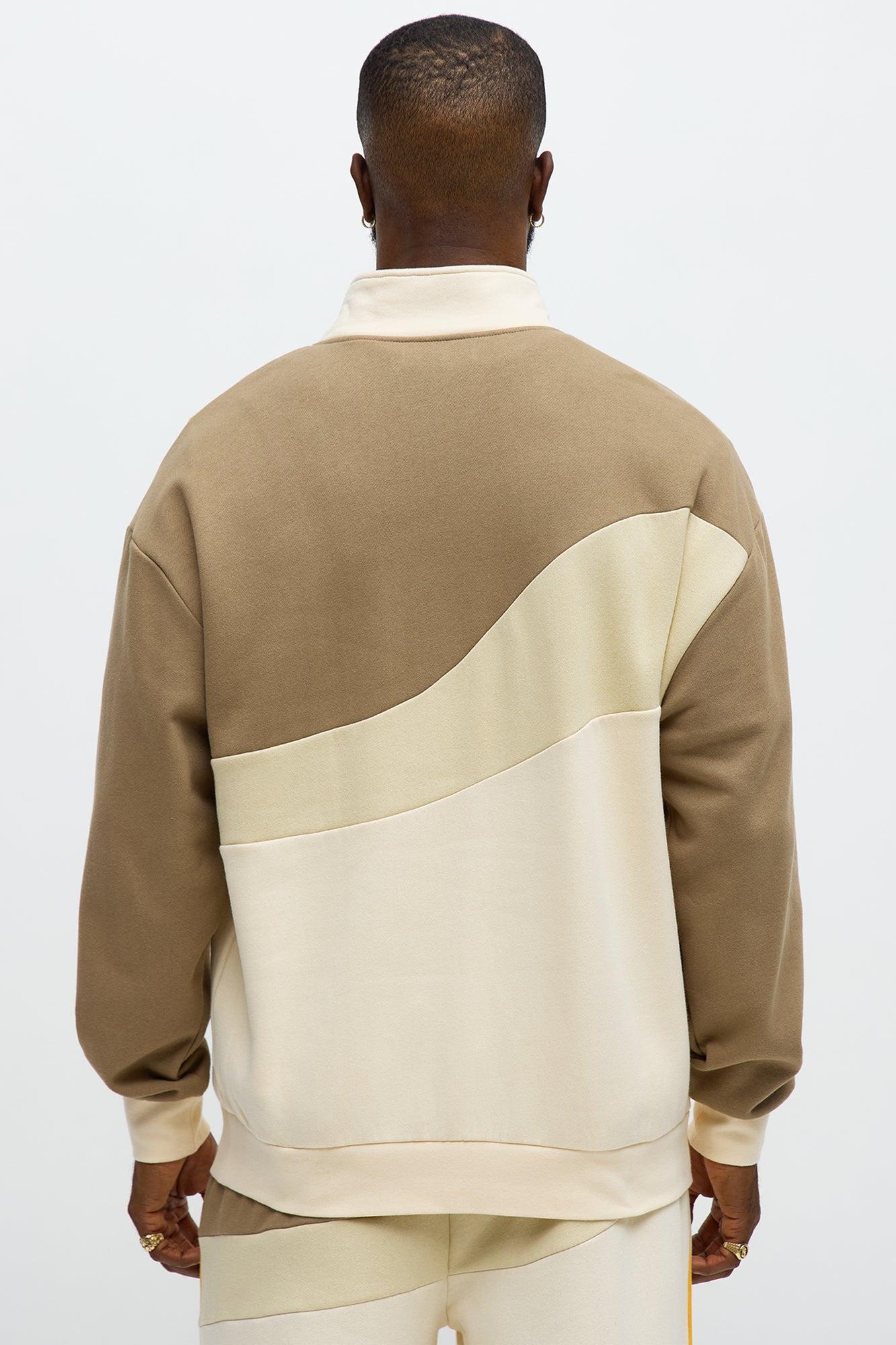 Been A Player Colorblock Quarter Zip - Tan/Multi Male Product Image