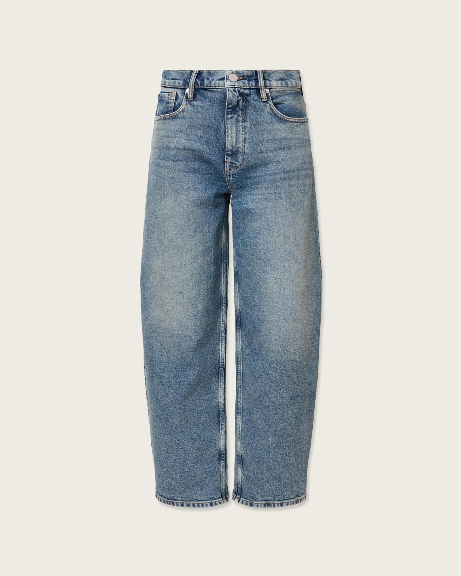 Sadie Barrel Leg Denim Jeans Washed Indigo | ALLSAINTS US Product Image