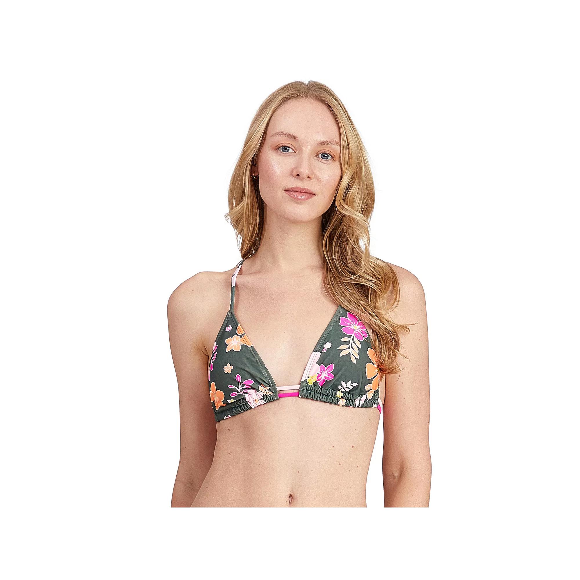 Juniors' Cyn & Luca Tropical Tess Triangle Bikini Top, Women's, Size: Medium, Green Product Image