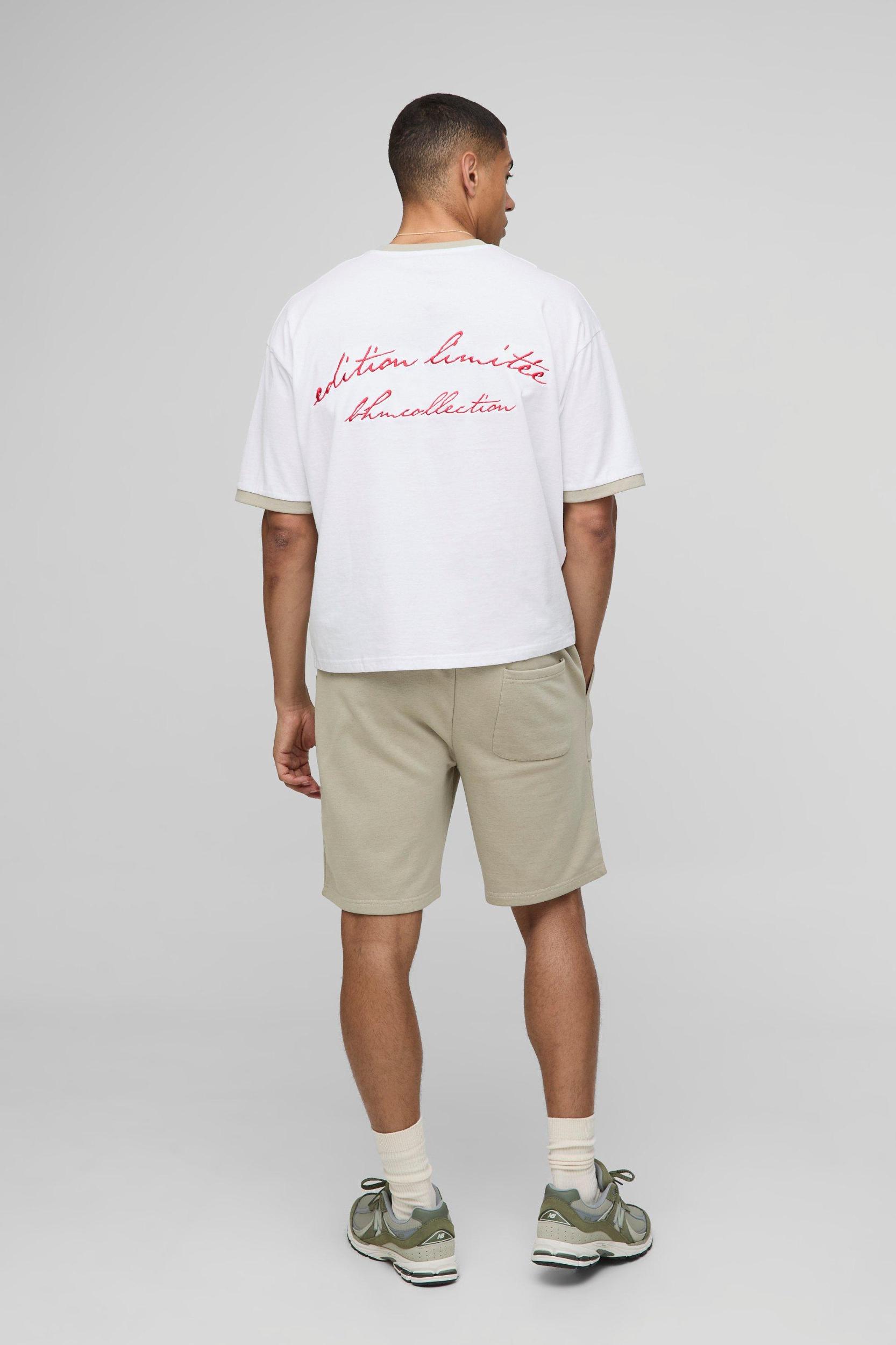 Oversized Ringer T-Shirt & Shorts Set | boohooMAN USA Product Image