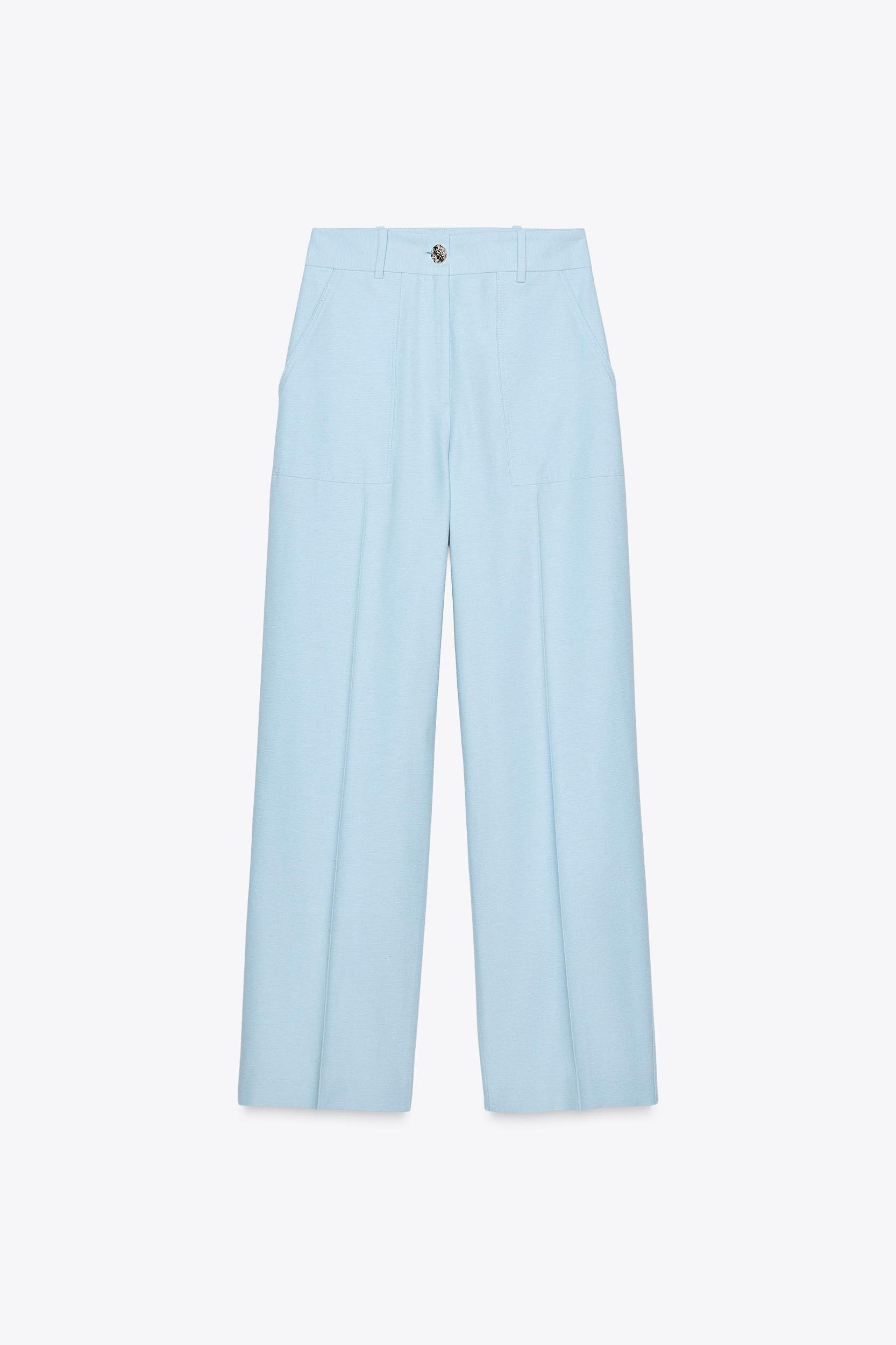 STRAIGHT LEG PANTS WITH METAL BUTTON Product Image