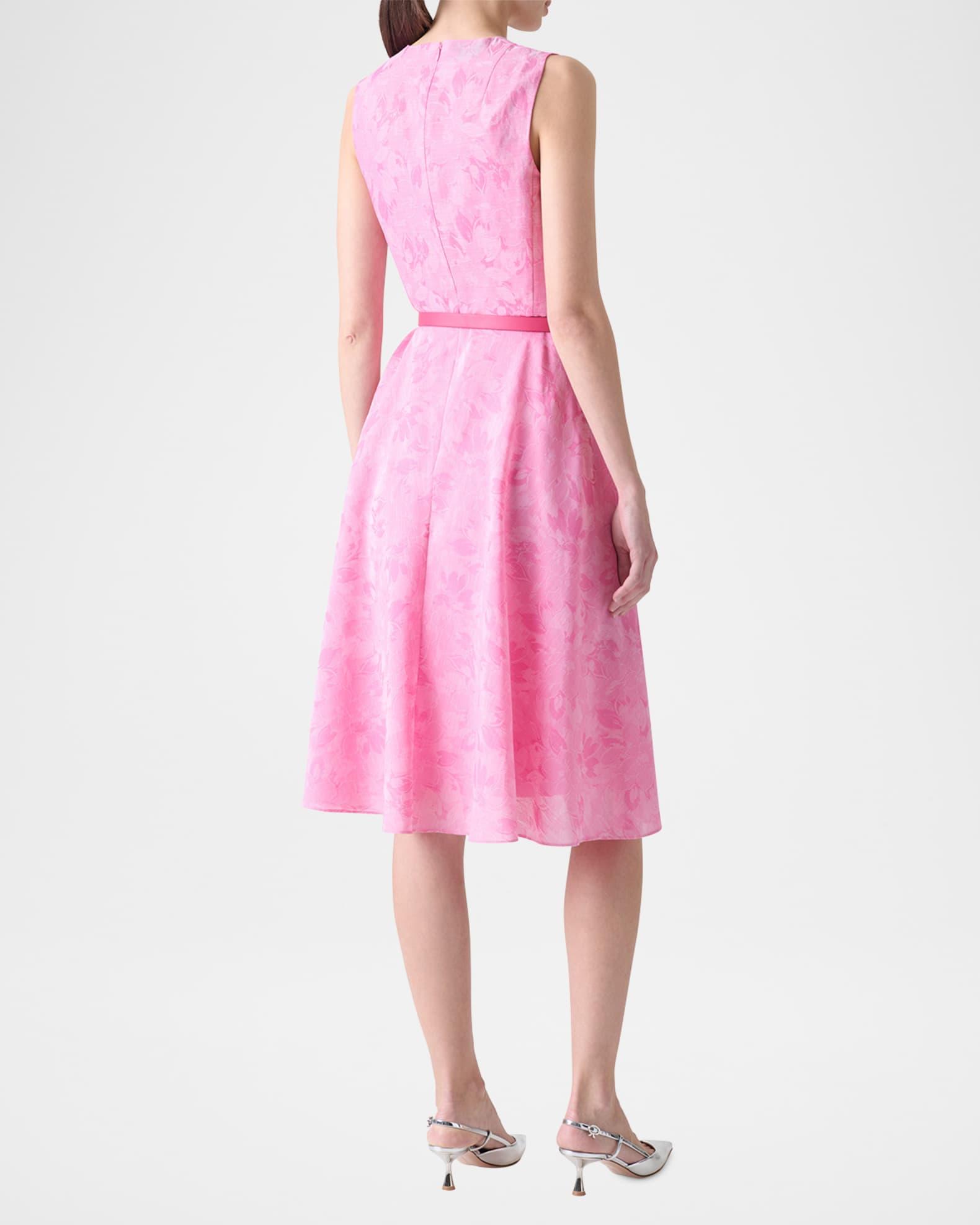 Floral Cotton Sleeveless Belted Dress Product Image