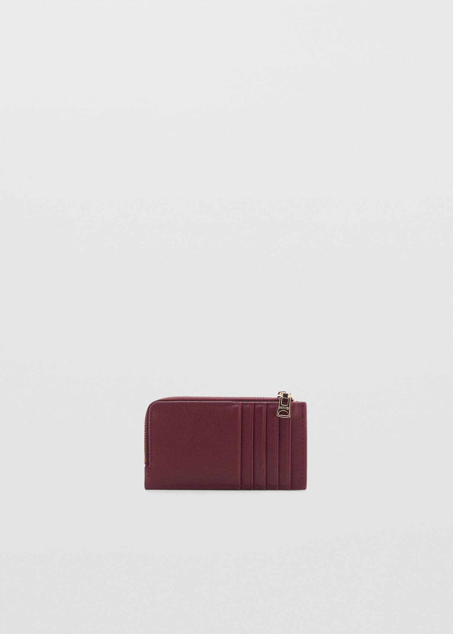 Saffiano-effect card holder with zipper - Women | MANGO USA Product Image