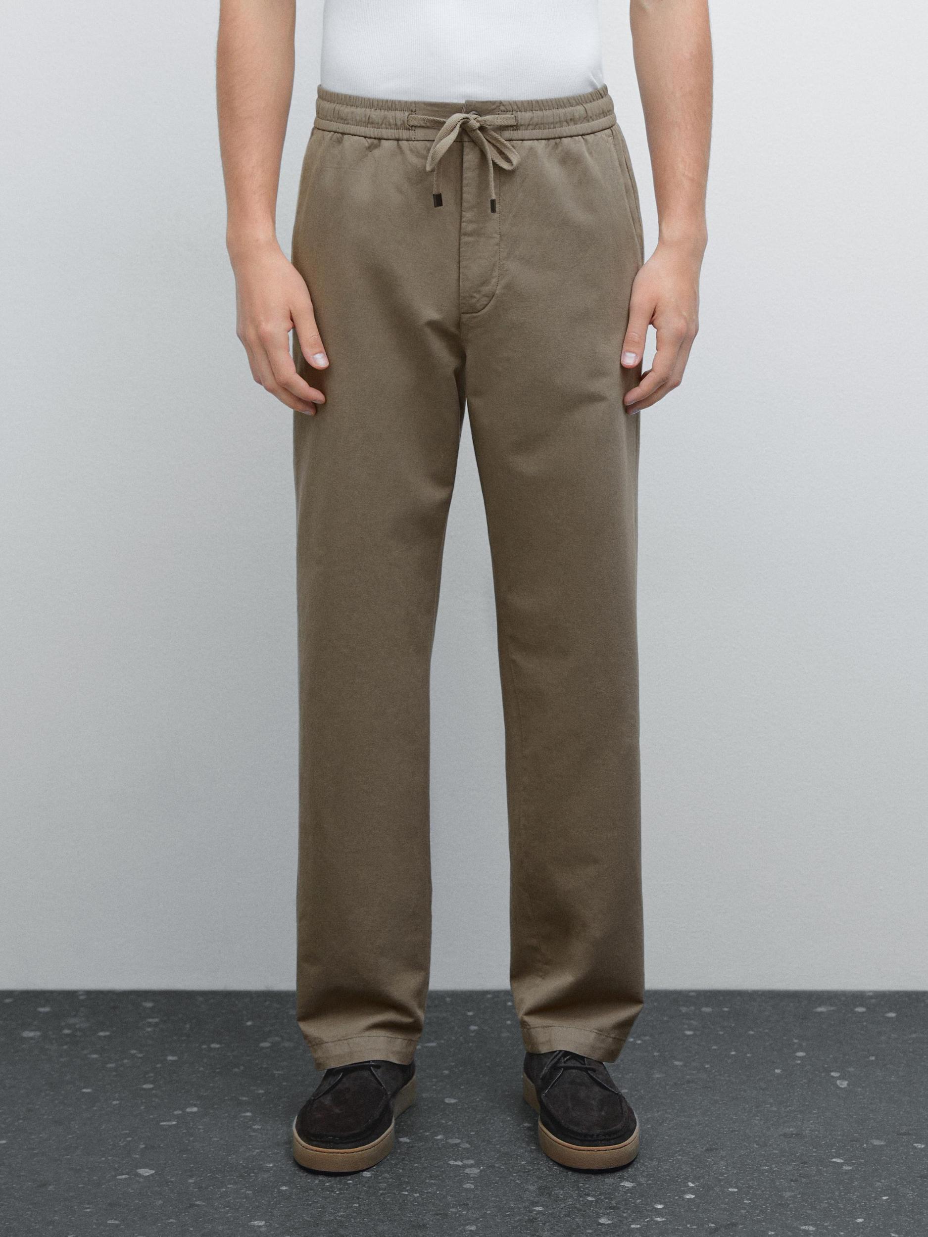 Cotton blend jogger fit trousers Product Image