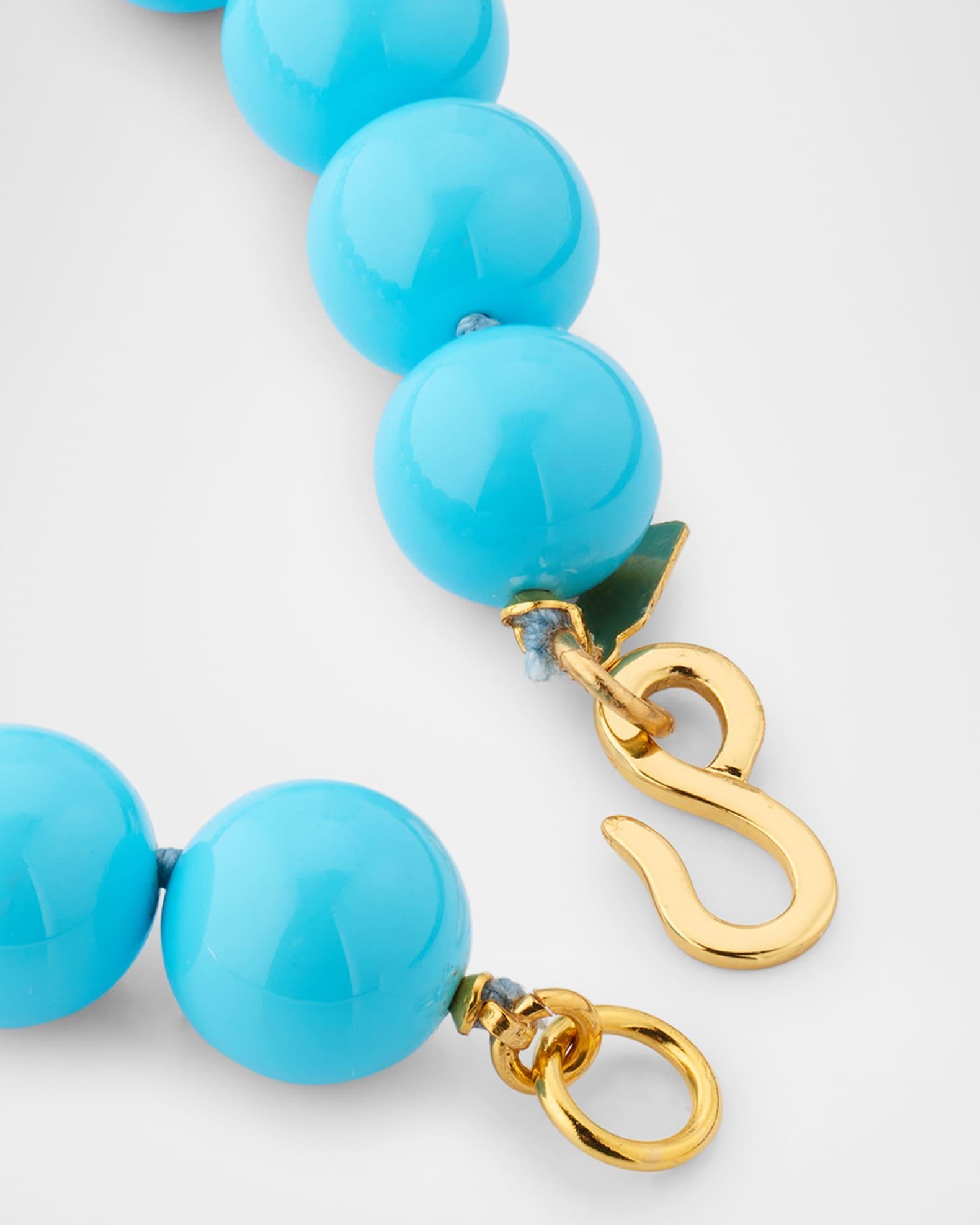 Turquoise and Gold Beads Necklace Product Image