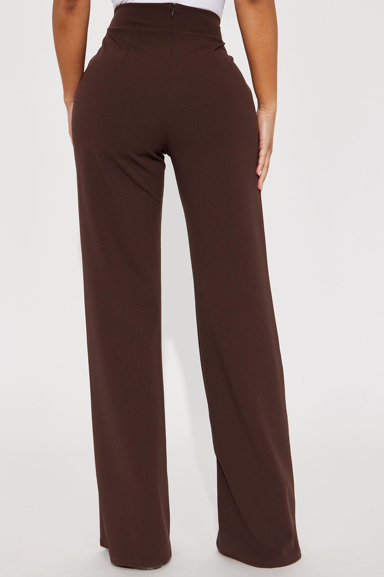 Petite Call It Even Wide Leg Dress Pants - Chocolate Product Image