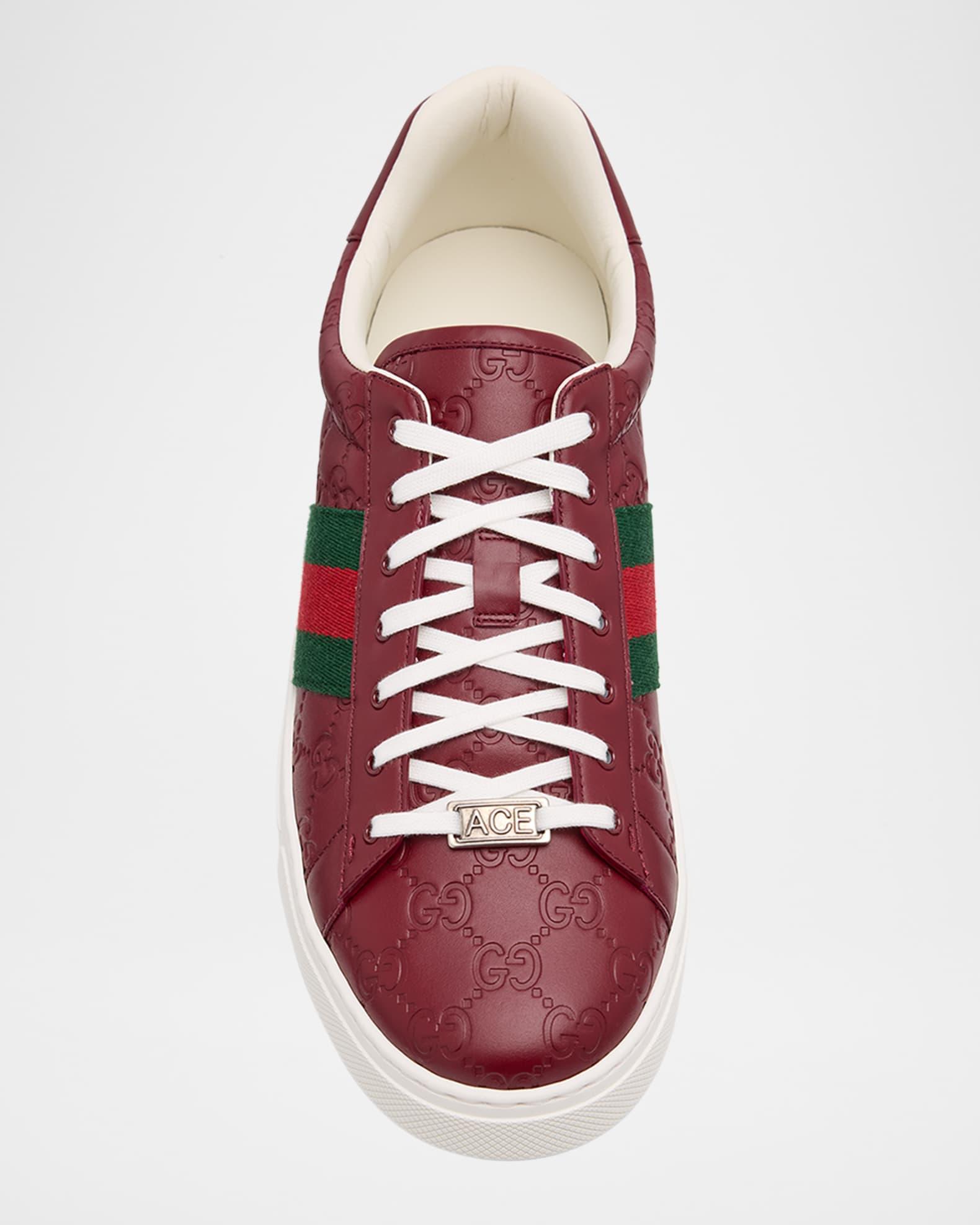 Men's Ace GG Embossed Leather Low-Top Sneakers Product Image