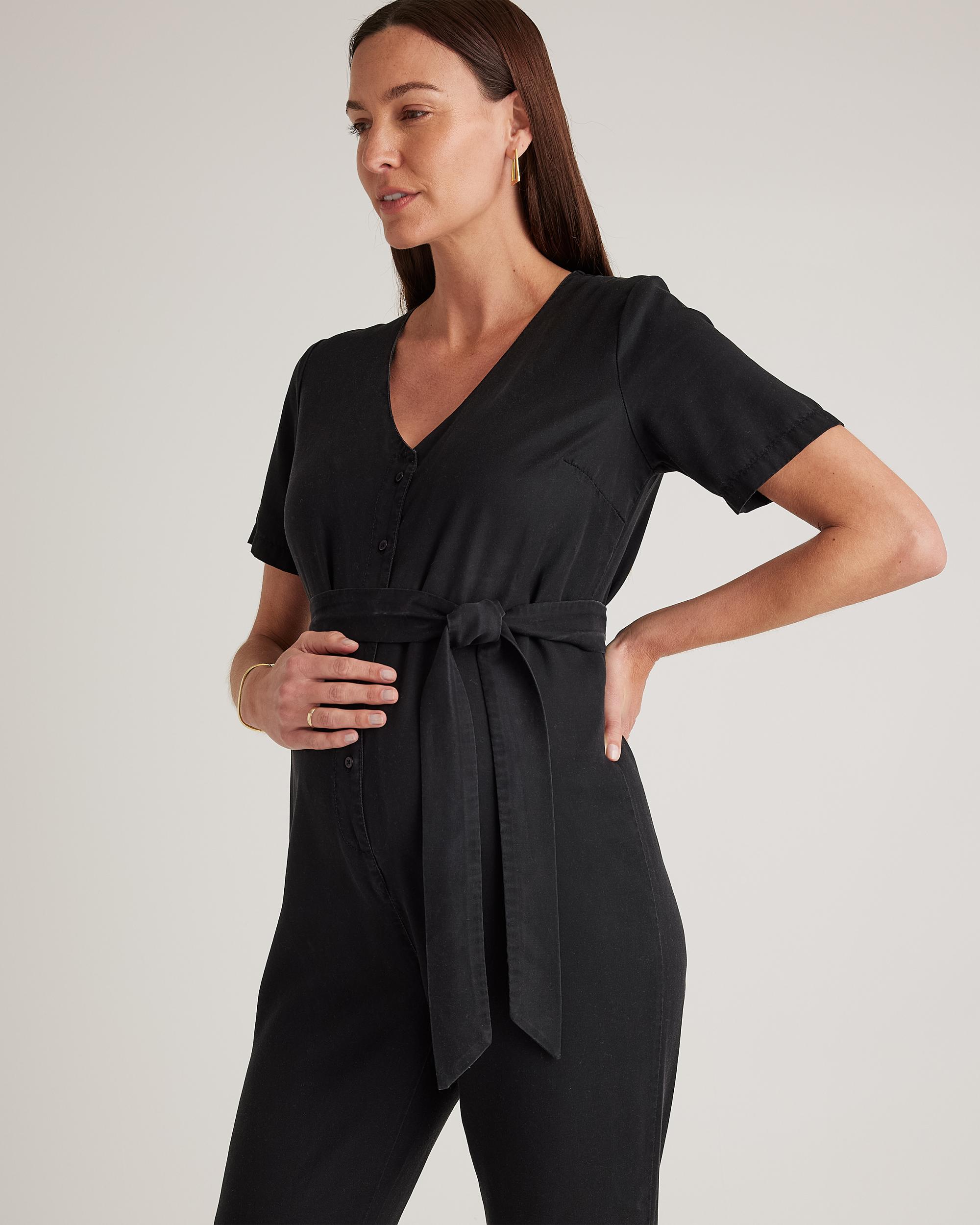 Quince | Women's Vintage Wash Tencel Button Front Maternity Jumpsuit Product Image