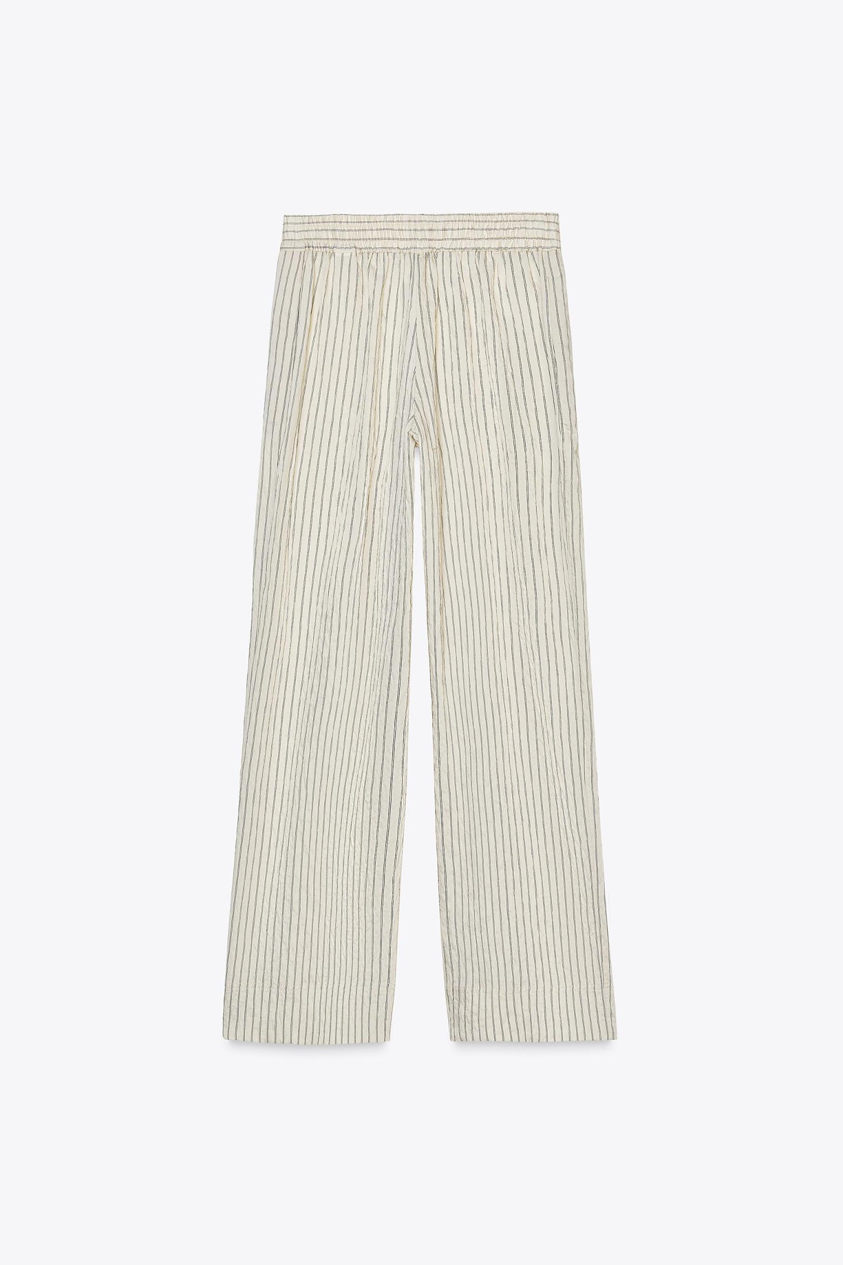 STRIPED WIDE LEG PANTS Product Image