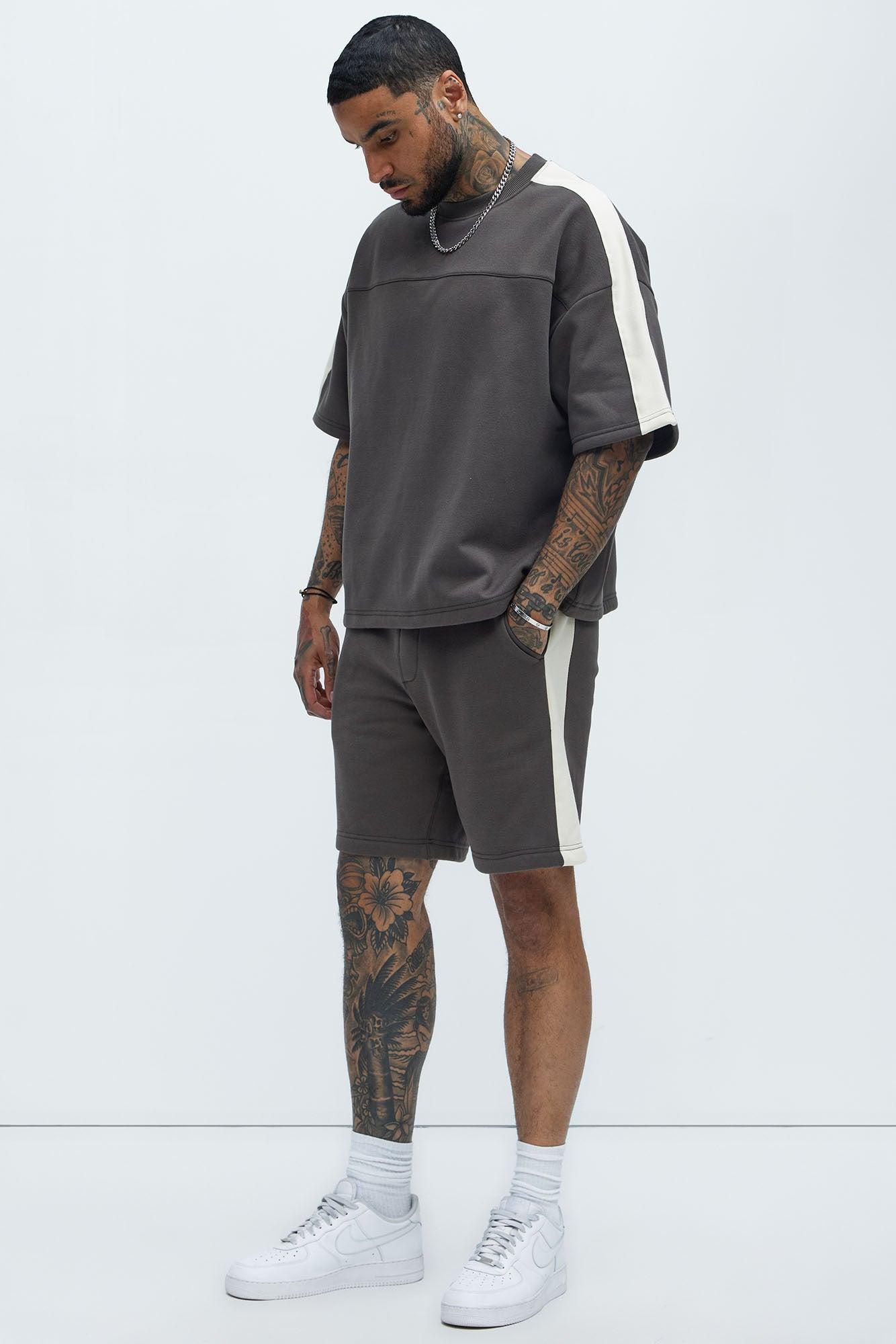 Tyson Oversized Heavyweight Striped Tee - Olive Product Image