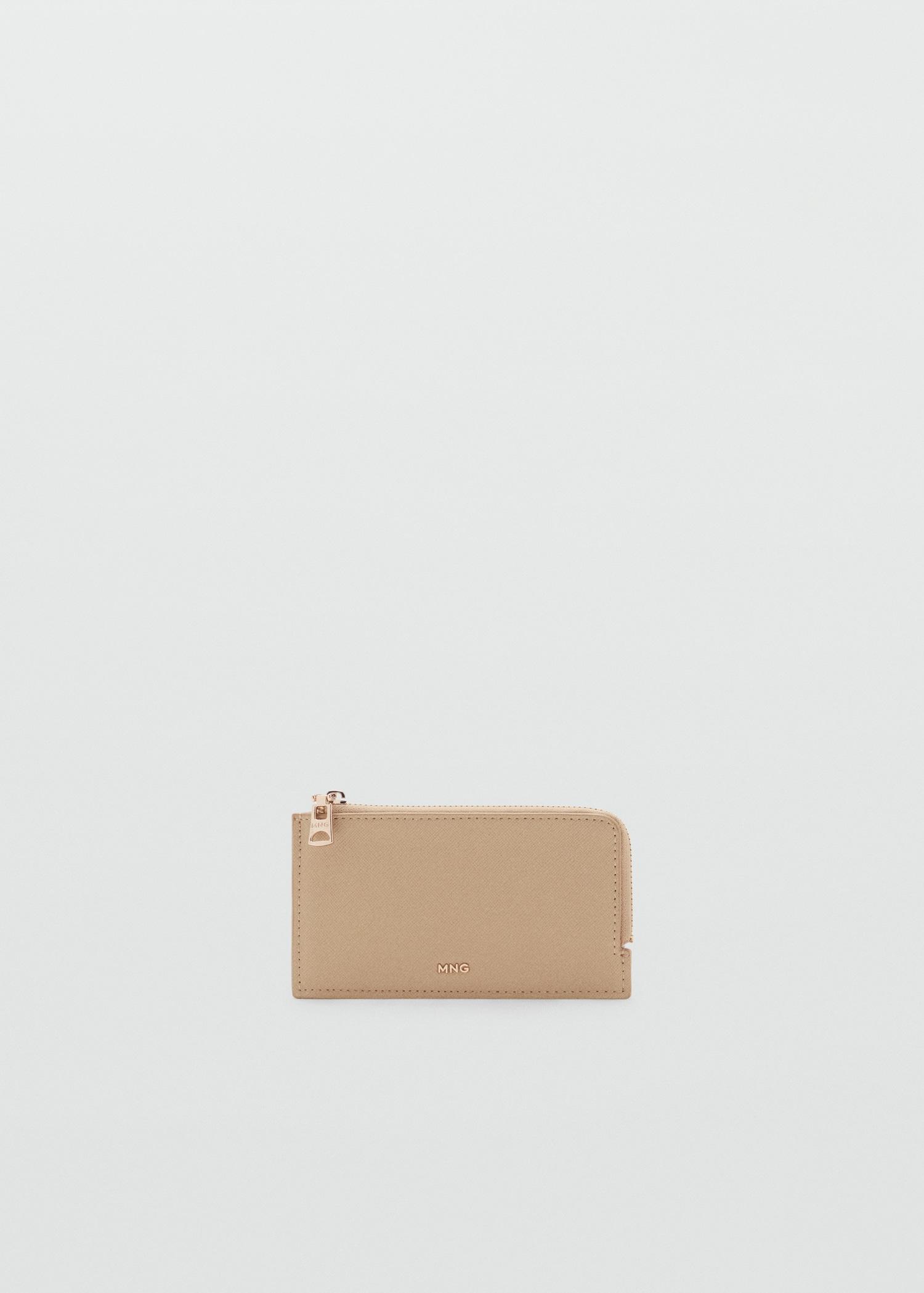 Saffiano-effect card holder with zipper - Women | MANGO USA Product Image