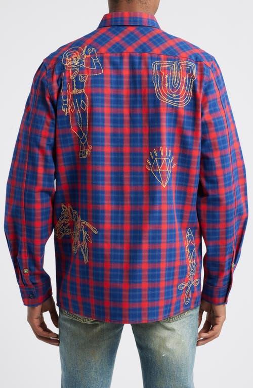Mens Embroidered Flannel Sport Shirt Product Image