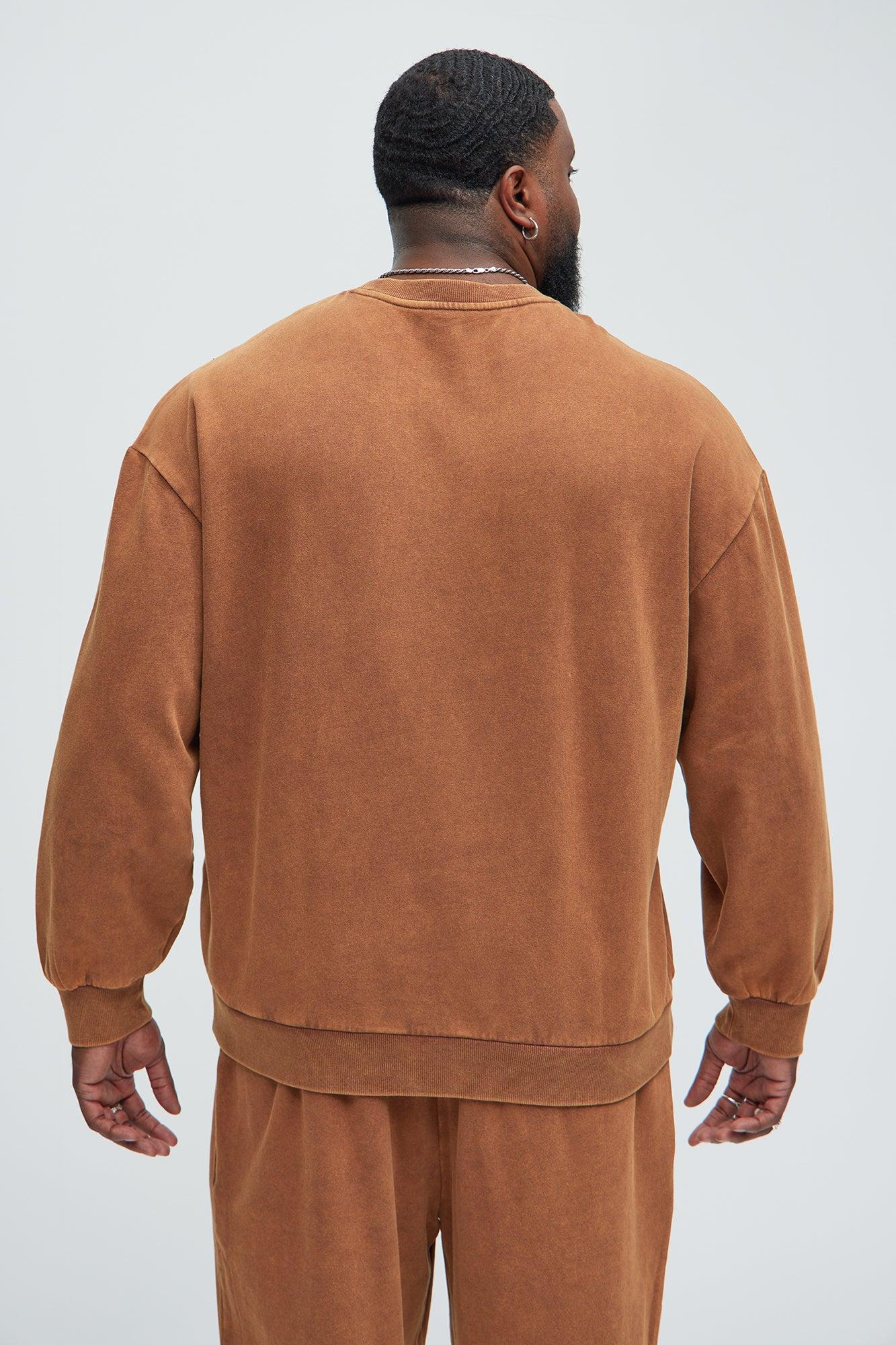 Tyson Heavy Wash Crewneck Sweatshirt - Dark Brown Product Image